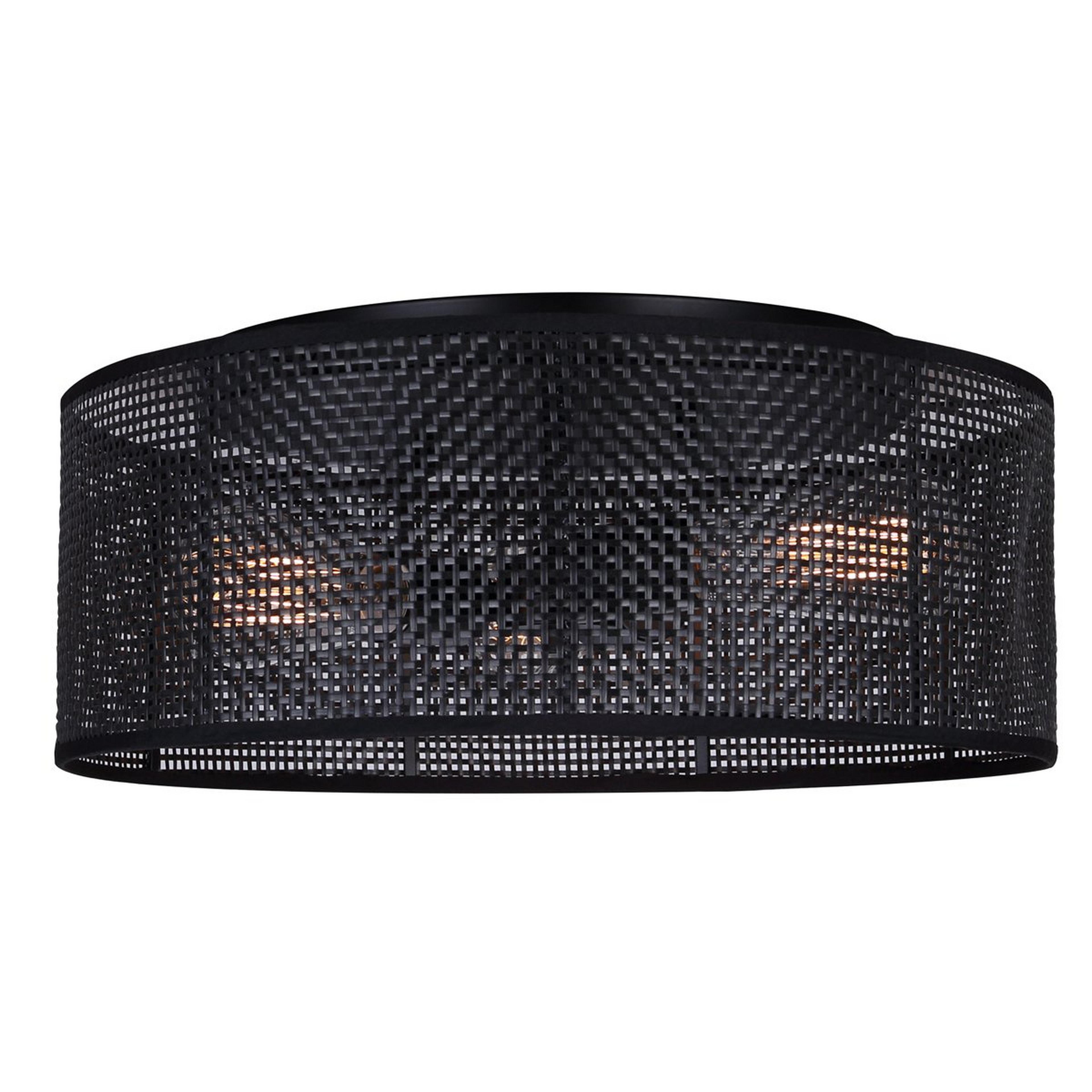 A Zanzibar Semi-Flush Ceiling Light with Black Faux Rattan color