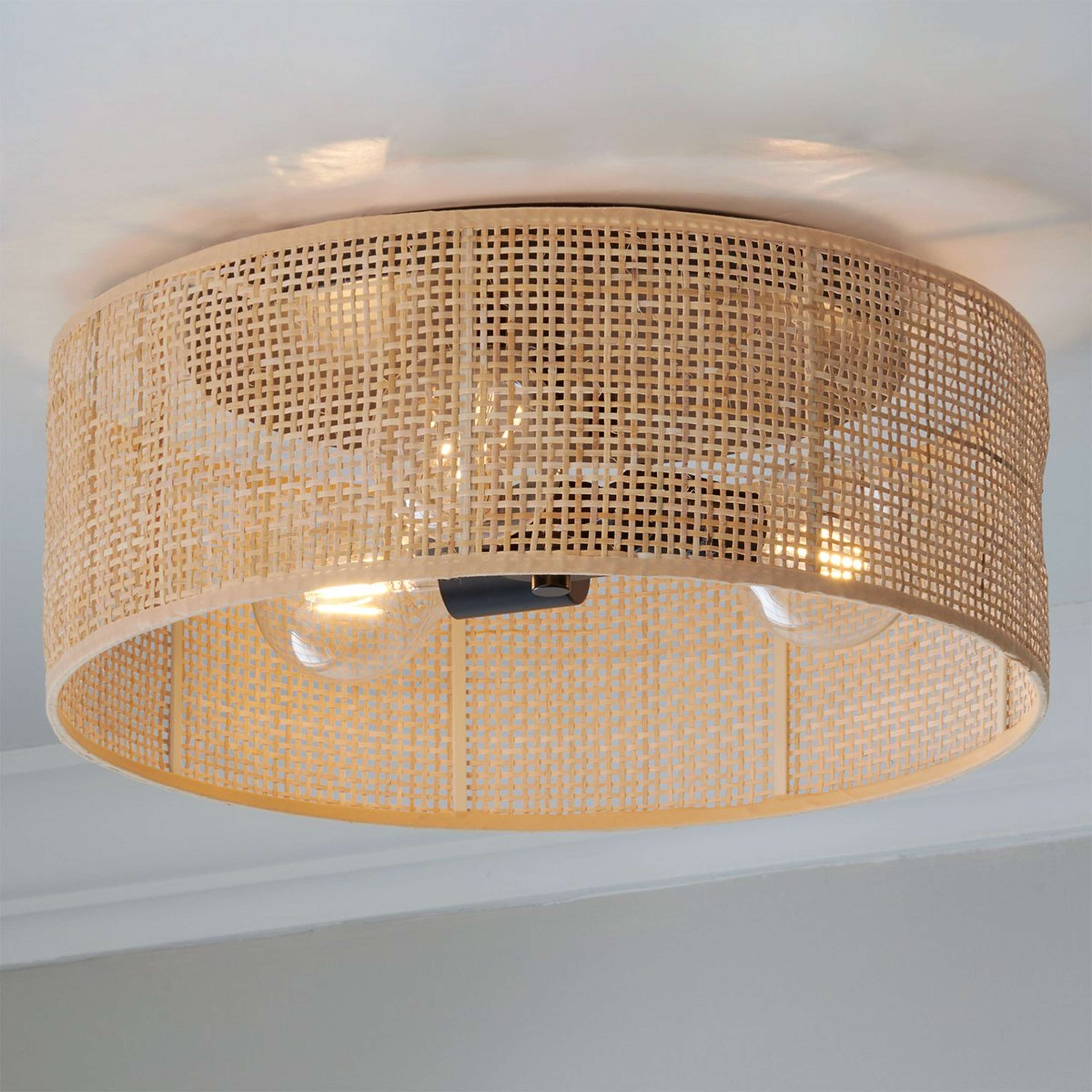A Zanzibar Semi-Flush Ceiling Light with Faux Rattan color