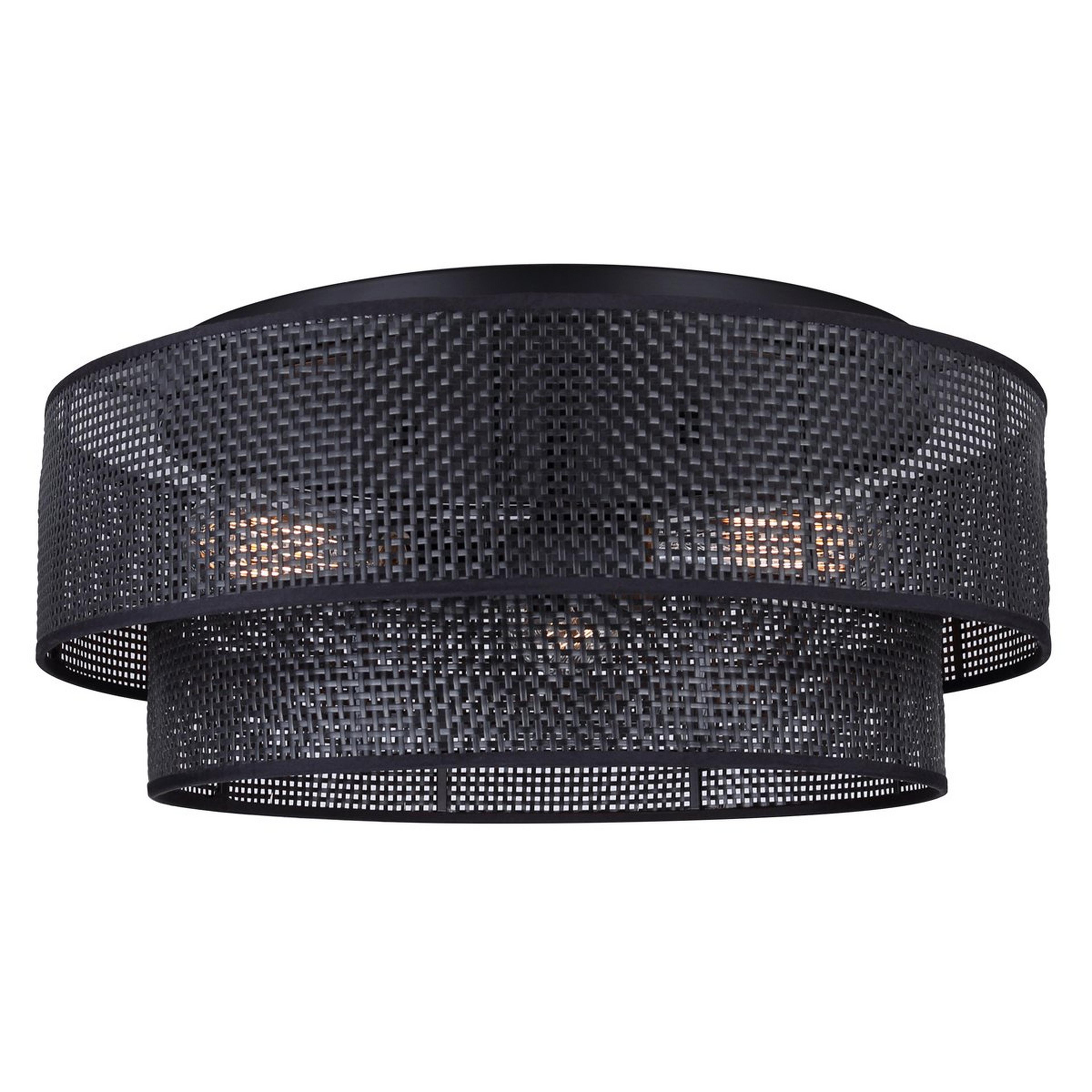 A Zanzibar Layered Semi-Flush Ceiling Light with Black Faux Rattan color