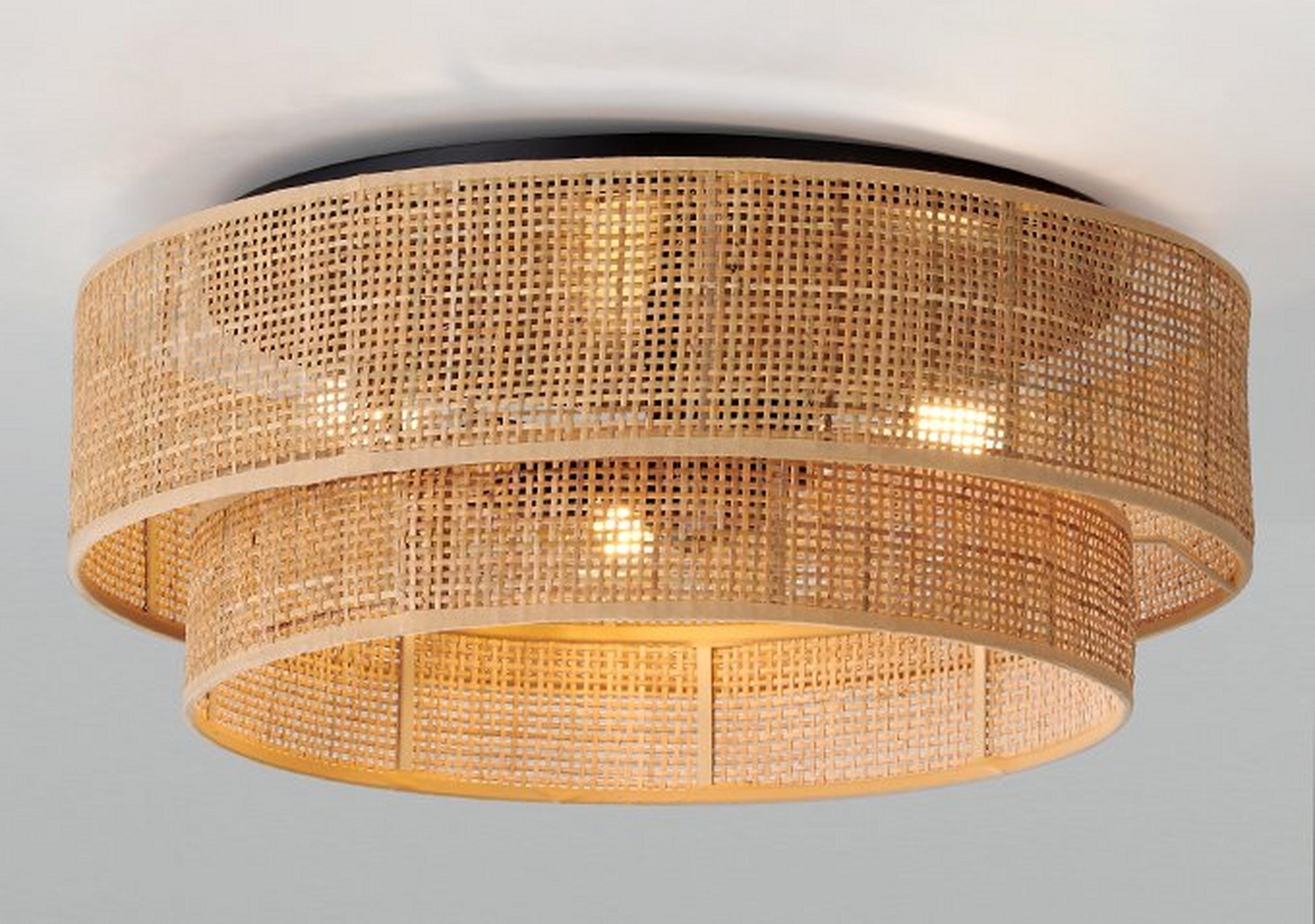 Faux Rattan Zanzibar Layered Semi-Flush Ceiling Light