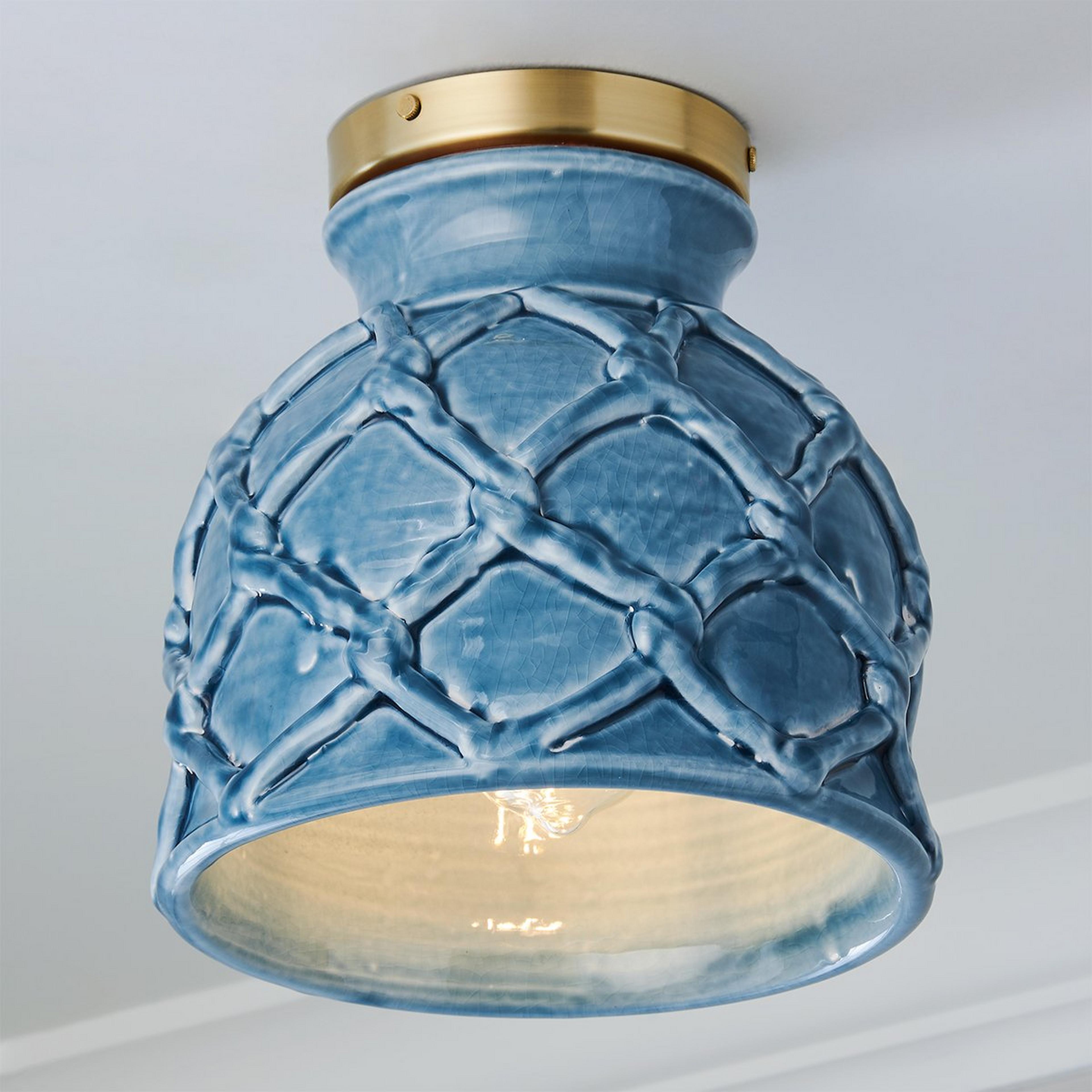 A Lattuga Ceiling Light with Brushed Brass / Blue color