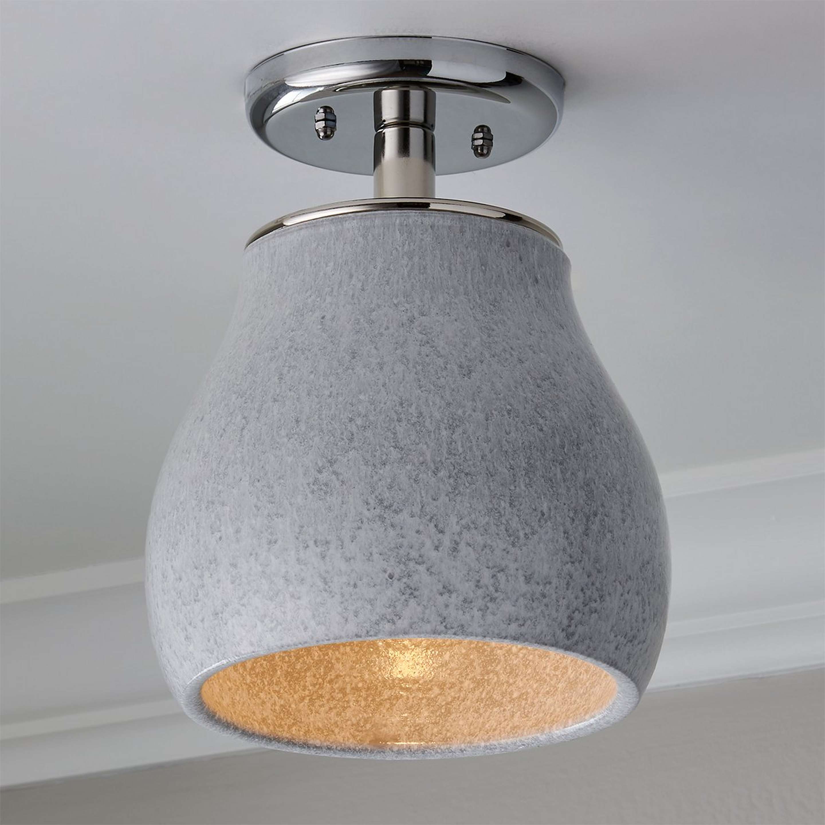 A Snowy Bell Semi-Flush Ceiling Light with Polished Nickel / Gray color