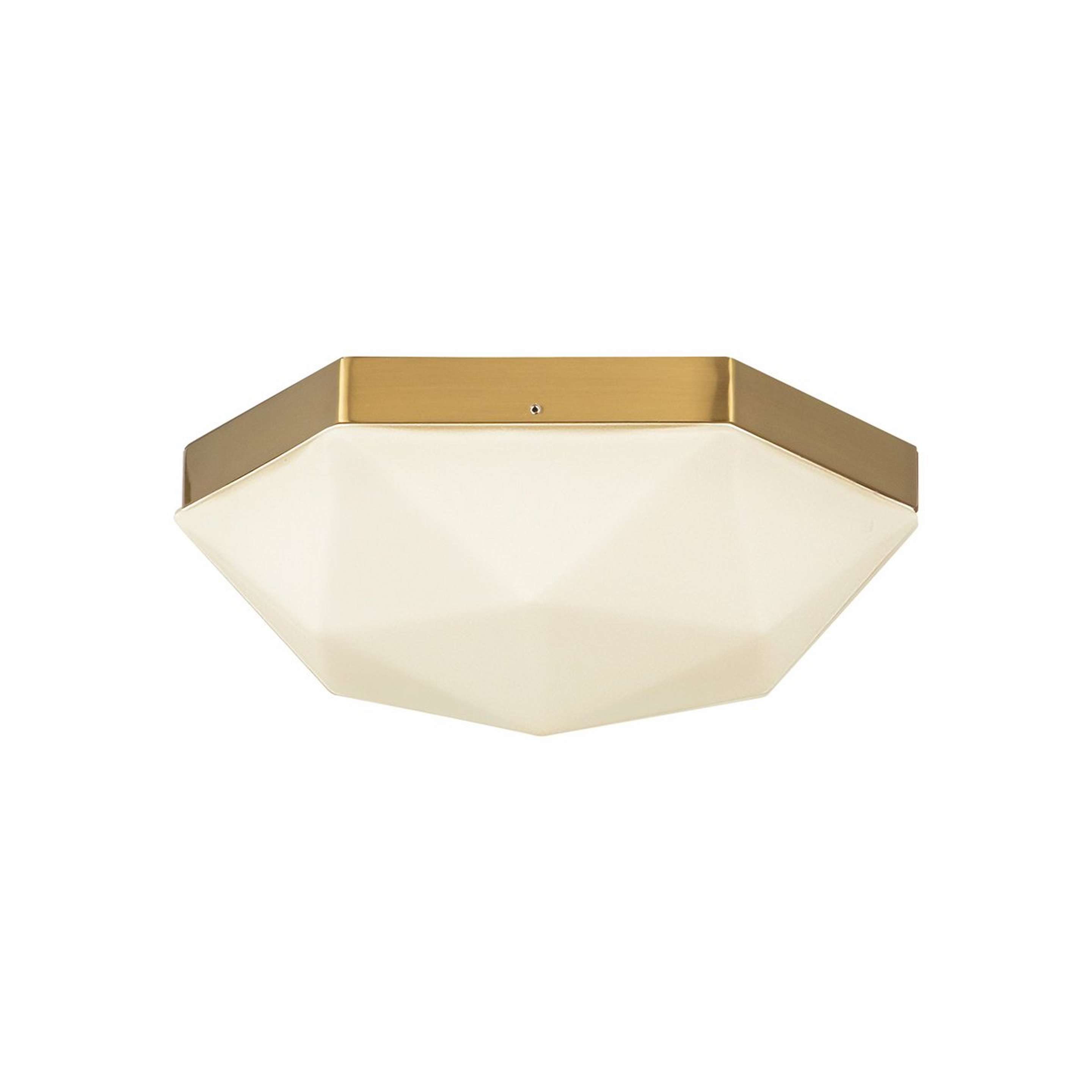 A Gem-Cut Ceiling Light with Brushed Gold / Opal Glass color