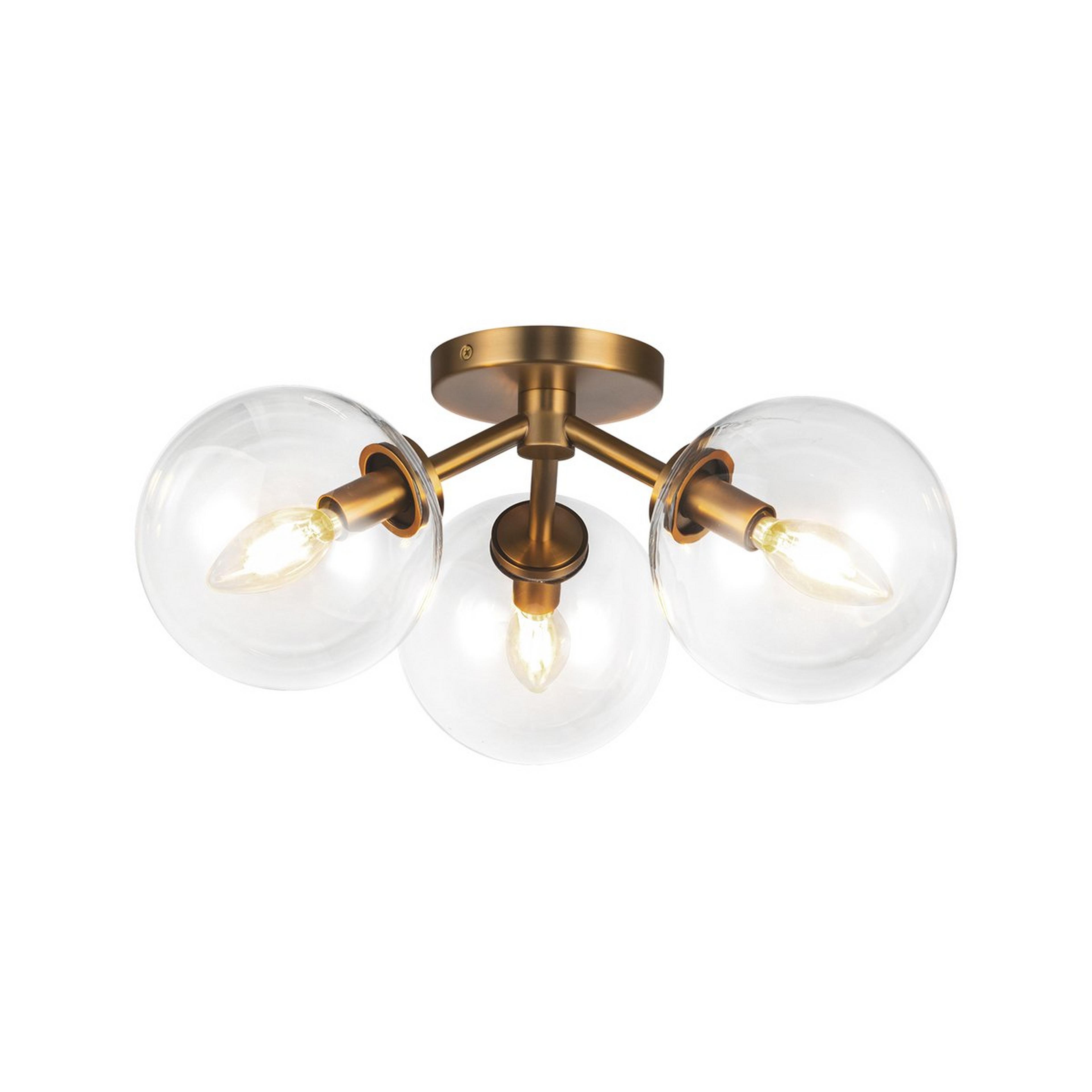 A Algonac Spheres Ceiling Light - Clear with Aged Gold / Clear Glass color