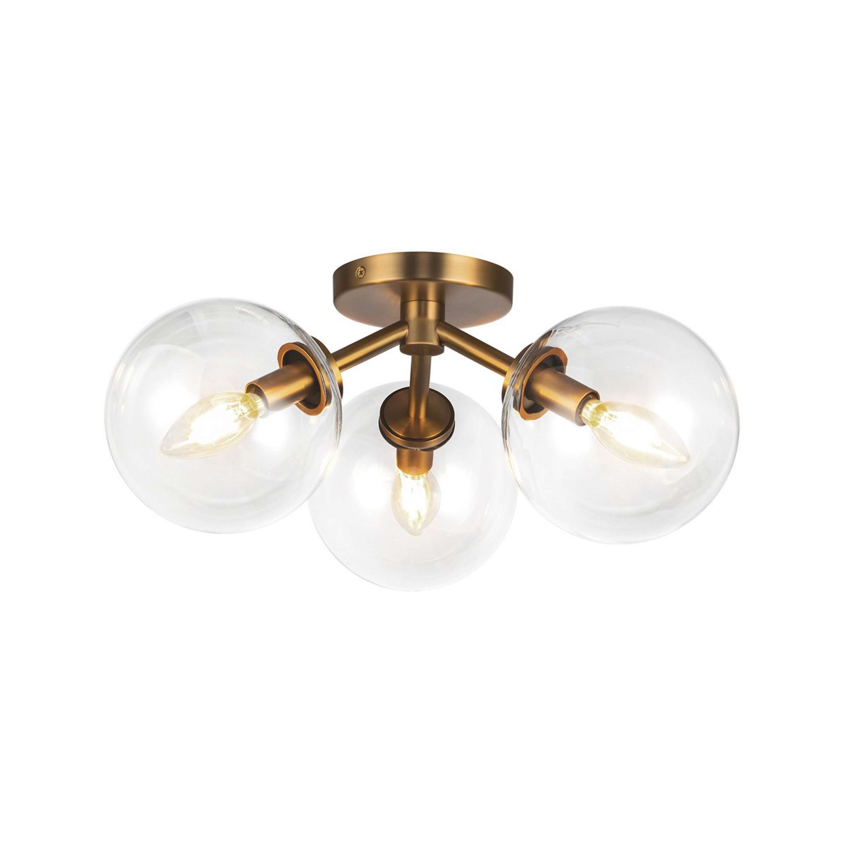 A Algonac Spheres Ceiling Light - Clear with Aged Gold / Clear Glass color