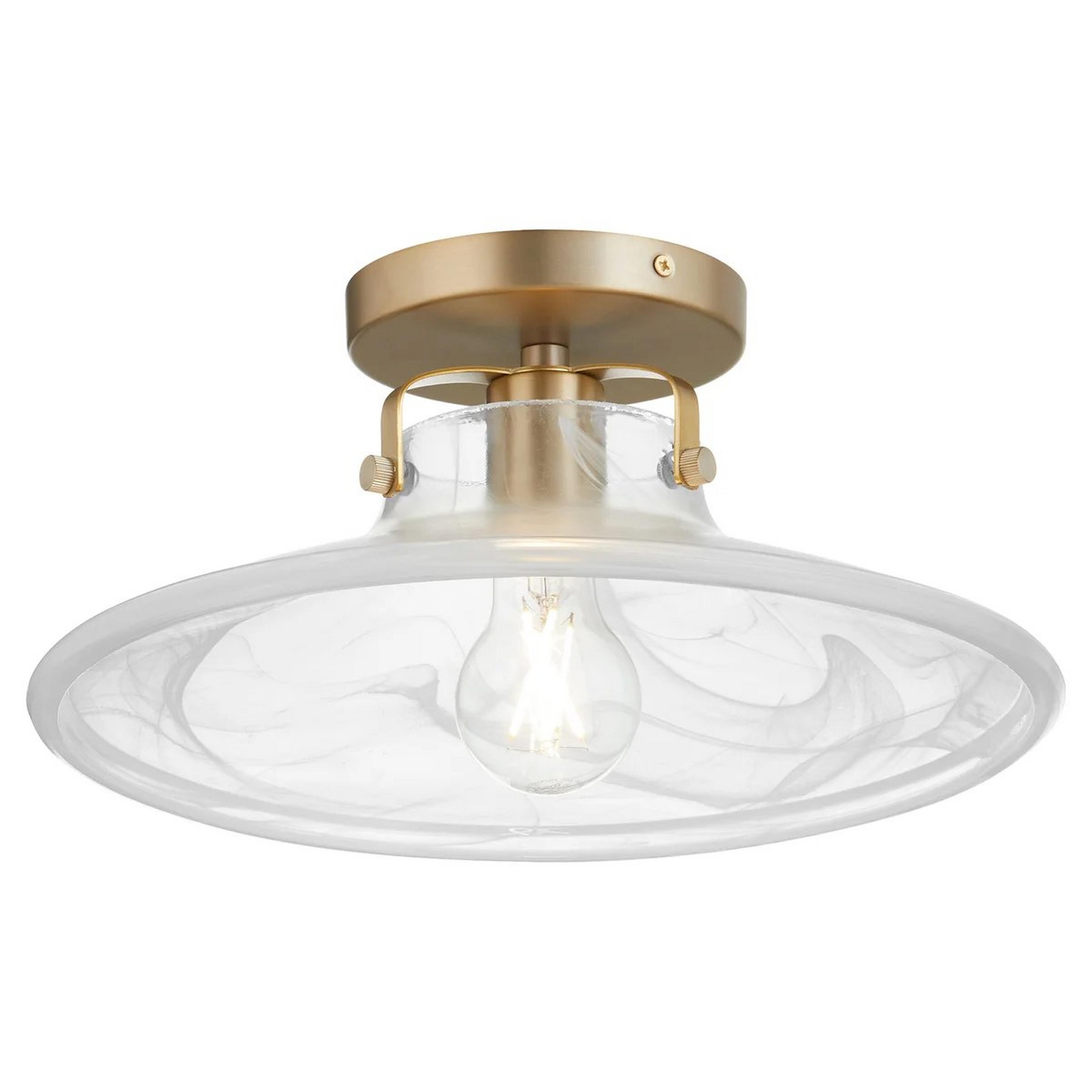 A Elouan Convertible Ceiling Light with Aged Brass / Alabaster Glass color