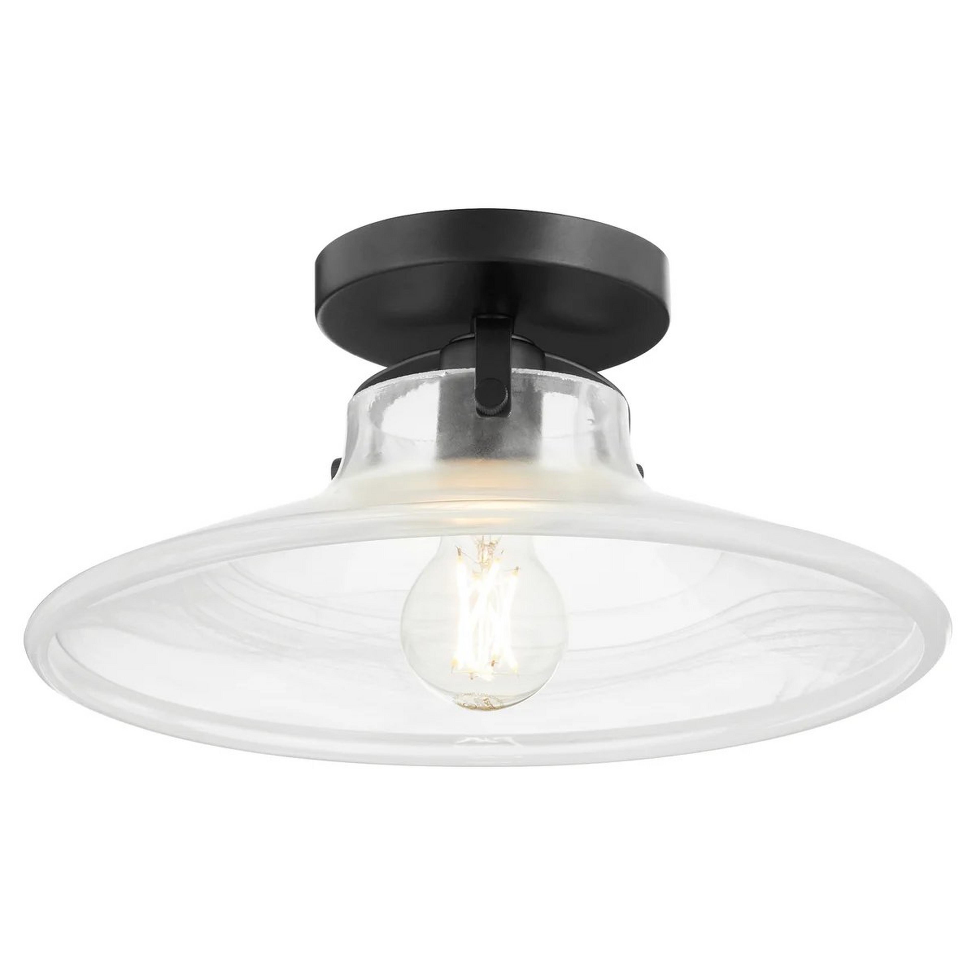 A Elouan Convertible Ceiling Light with Matte Black / Alabaster Glass color