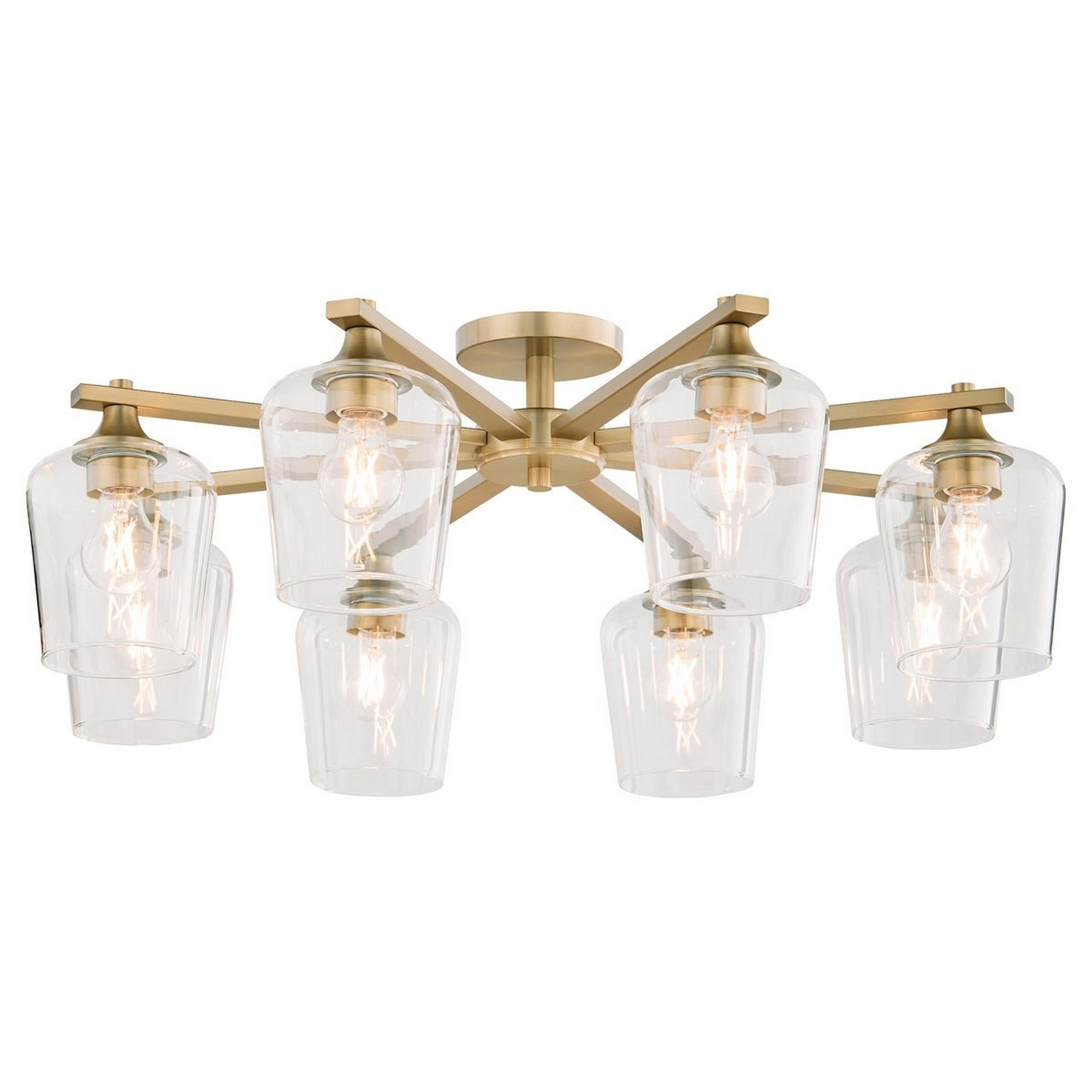 A Ernestine Semi-Flush Ceiling Light with Aged Brass / Clear Glass color