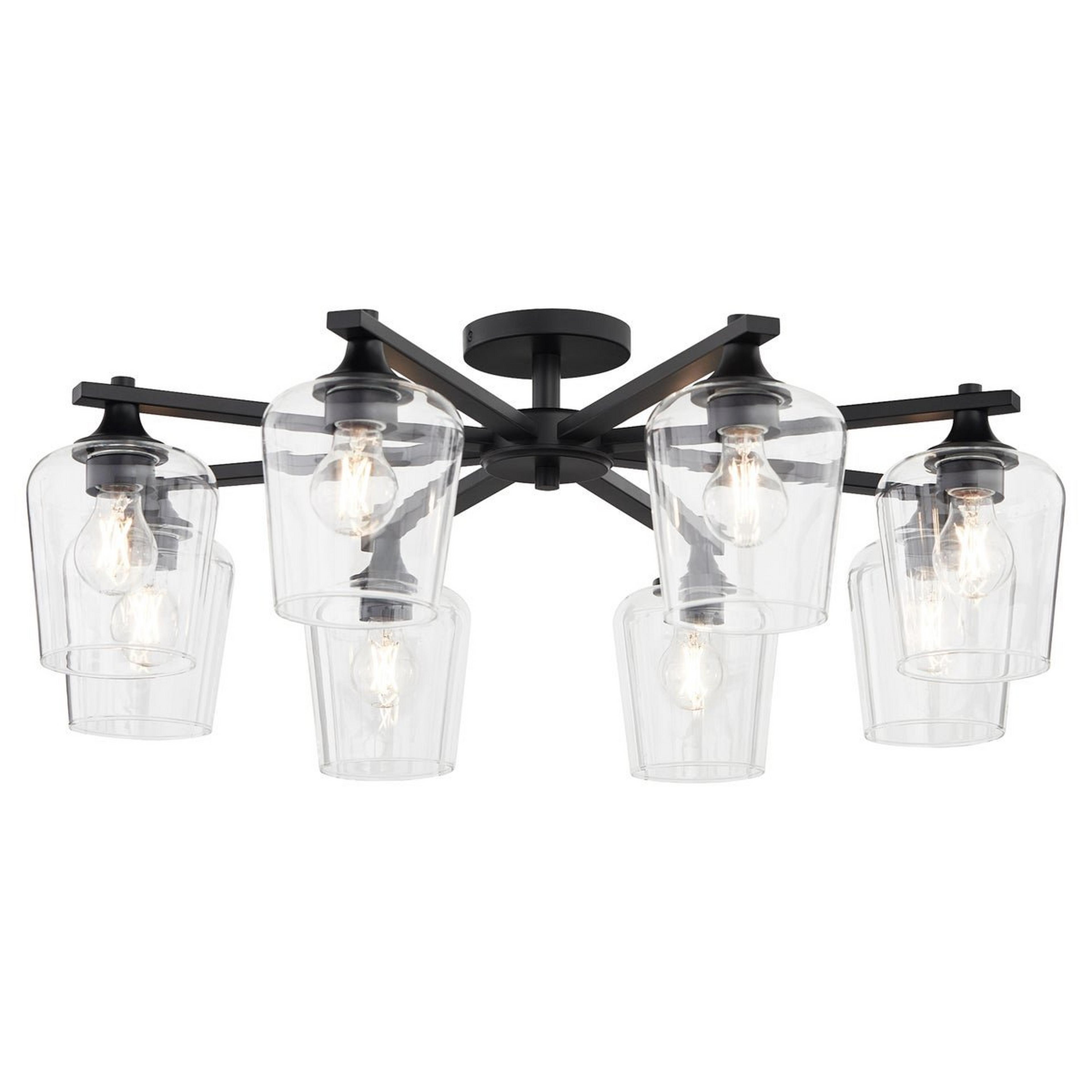 A Ernestine Semi-Flush Ceiling Light with Matte Black / Clear Glass color