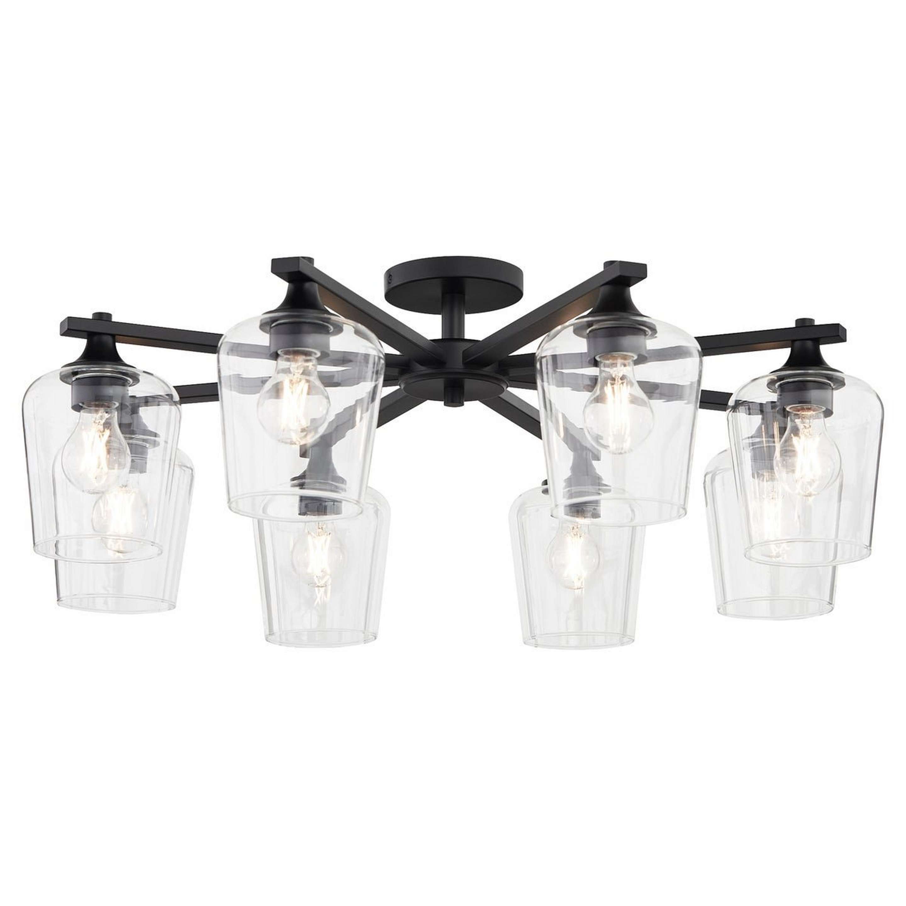 A Ernestine Semi-Flush Ceiling Light with Matte Black / Clear Glass color