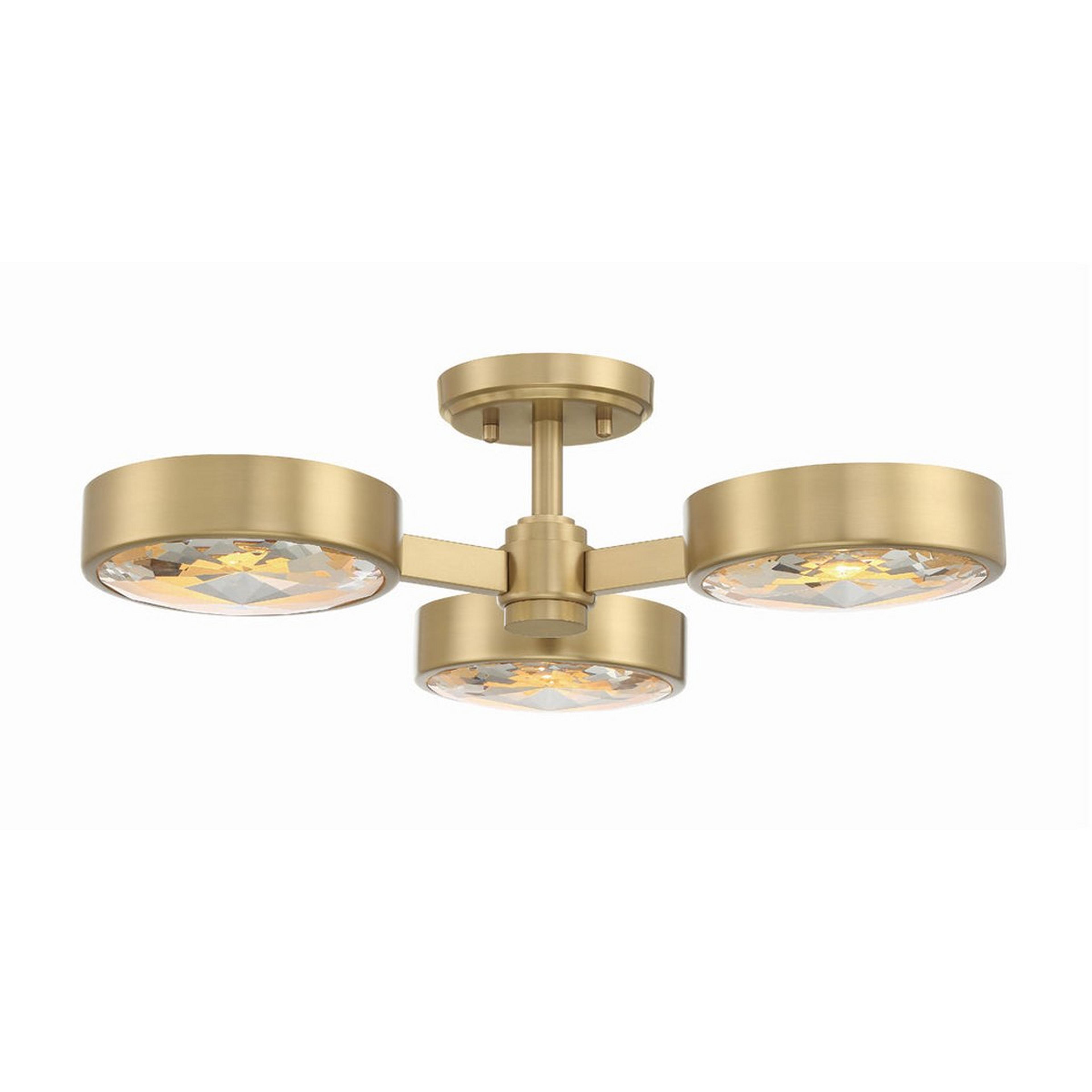 A Asterism Glass Semi-Flush Ceiling Light with Soft Gold / Crystal-Cut Glass color