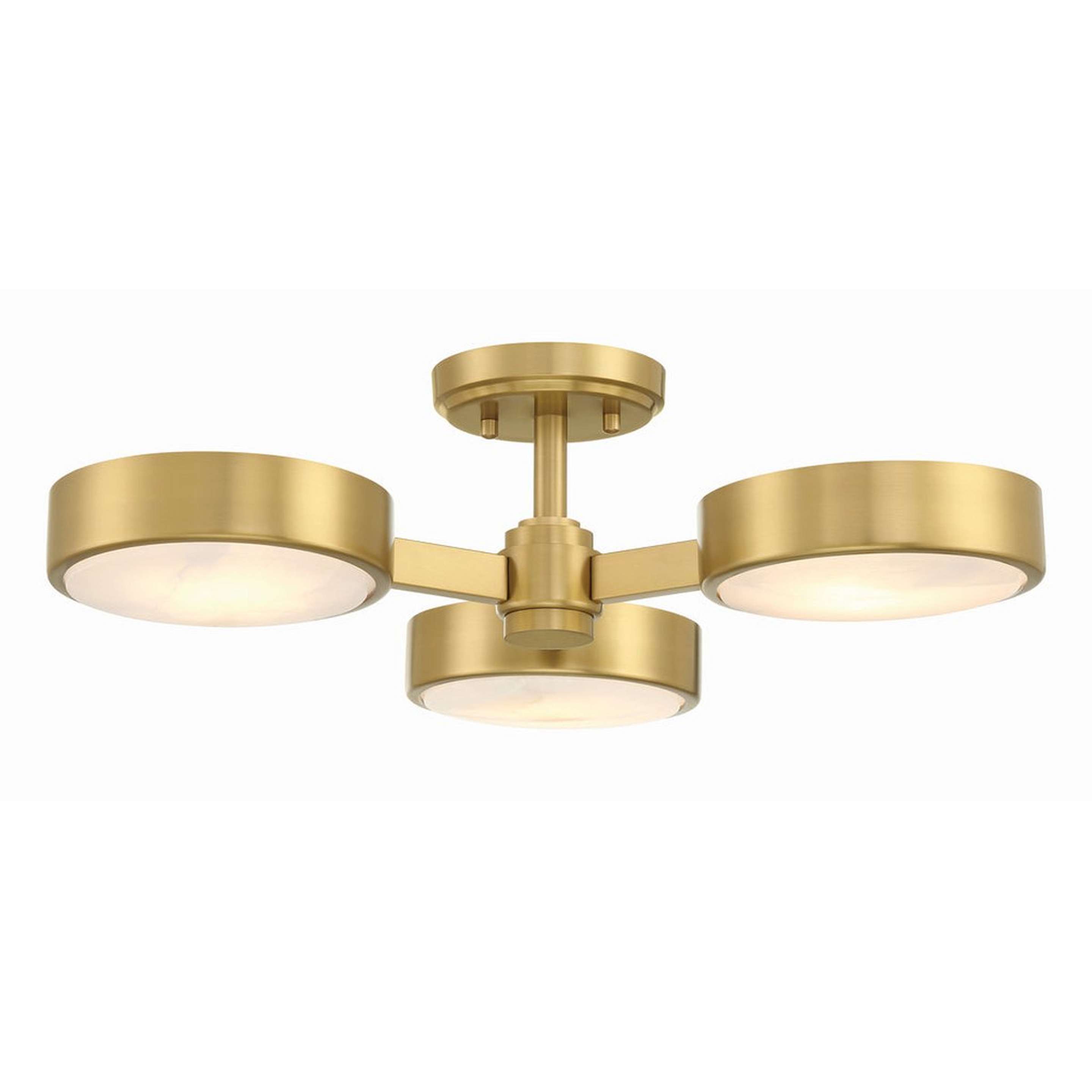 A Asterism Stone Semi-Flush Ceiling Light with Soft Gold / Alabaster color