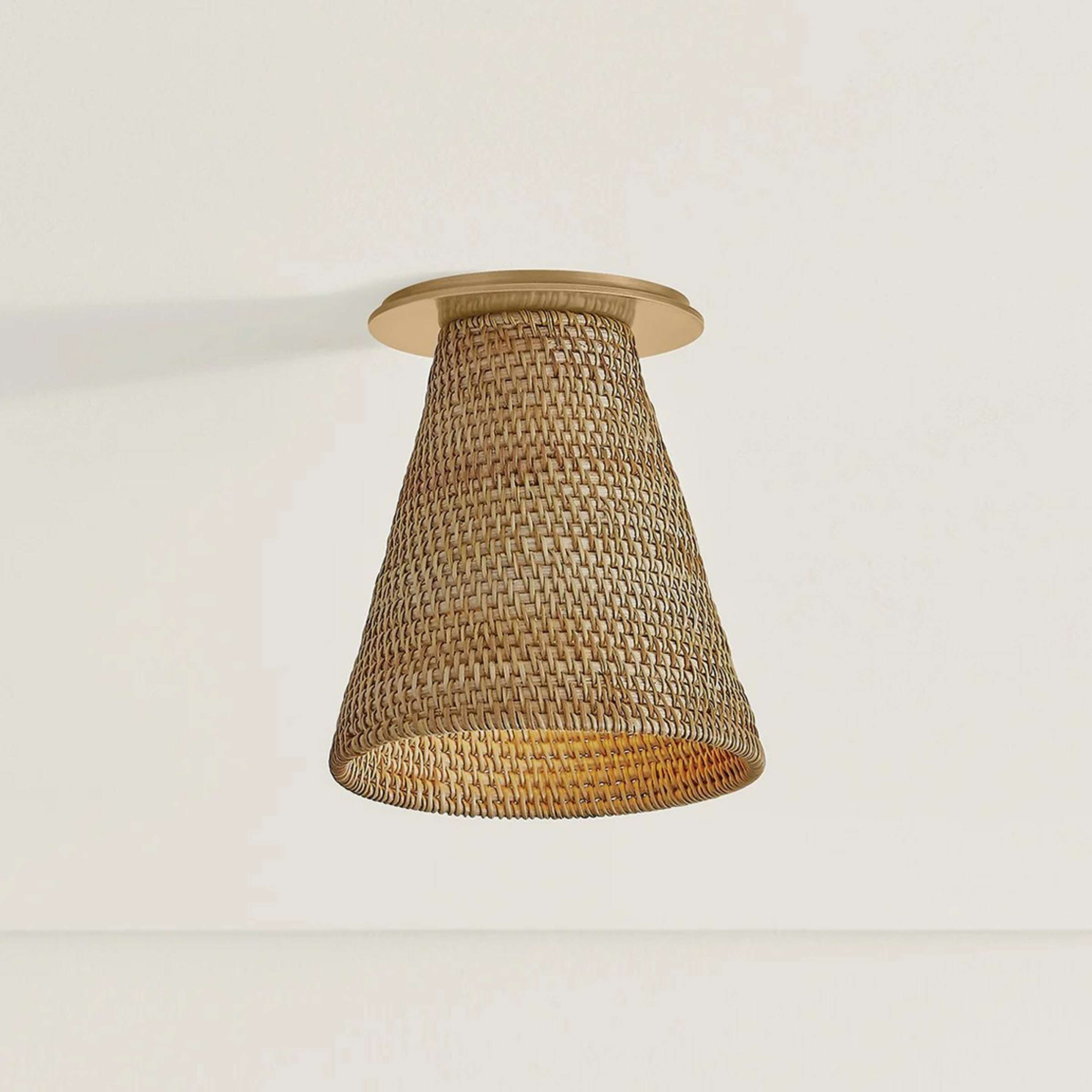 A Esmeralda Ceiling Light with Brass / Natural Wicker color
