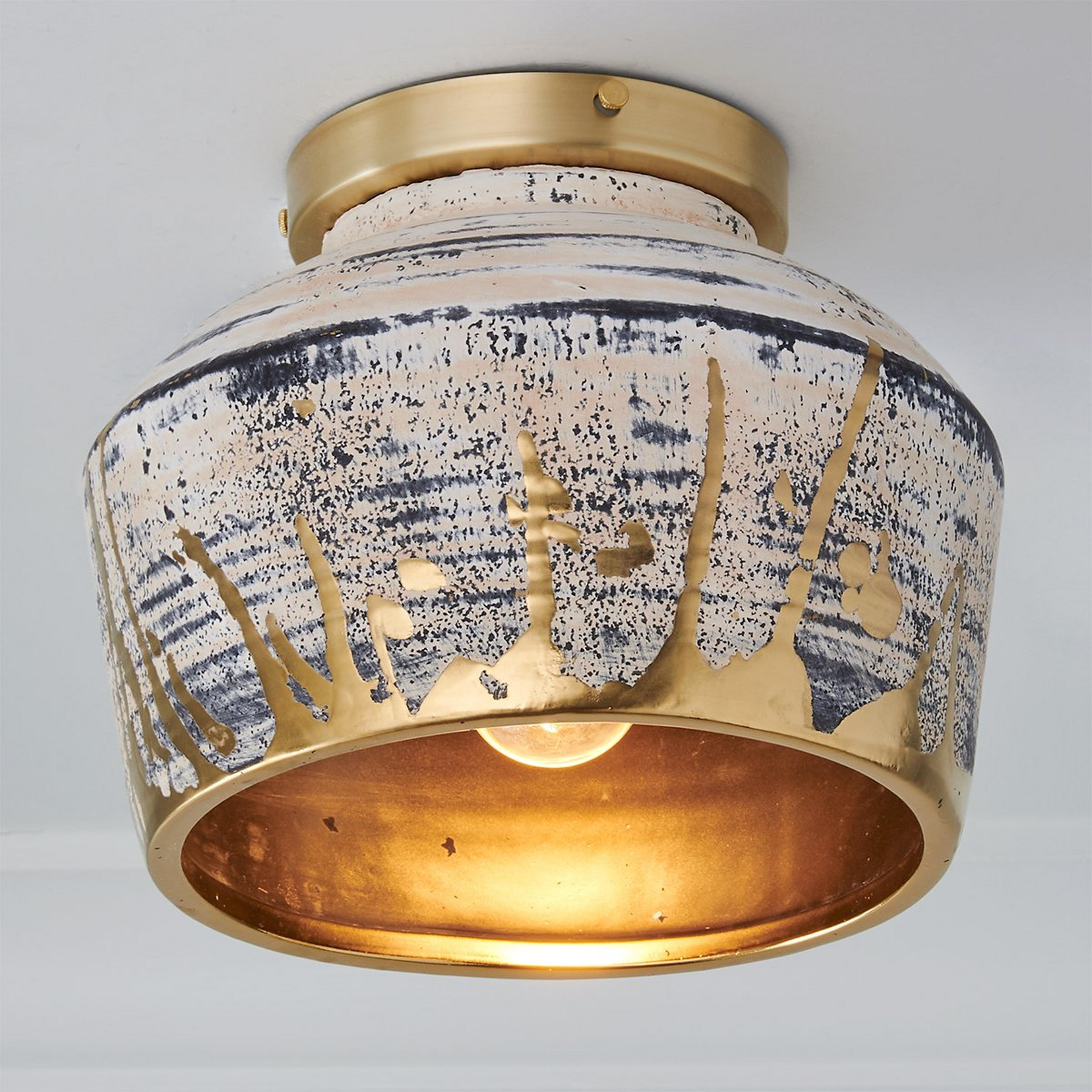 A Orlina Flush Mount with Brushed Brass / White / Gold color