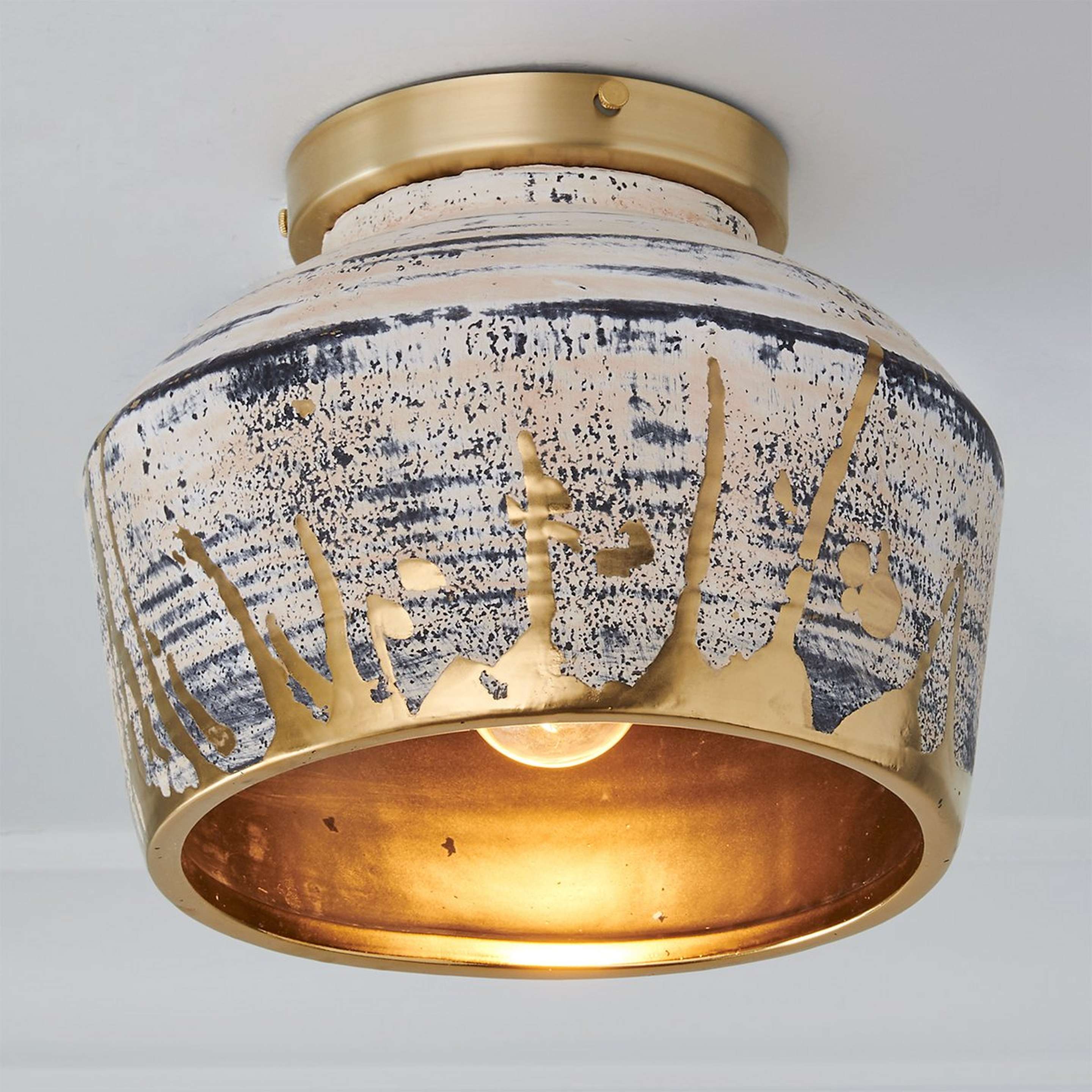 A Orlina Flush Mount with Brushed Brass / White / Gold color