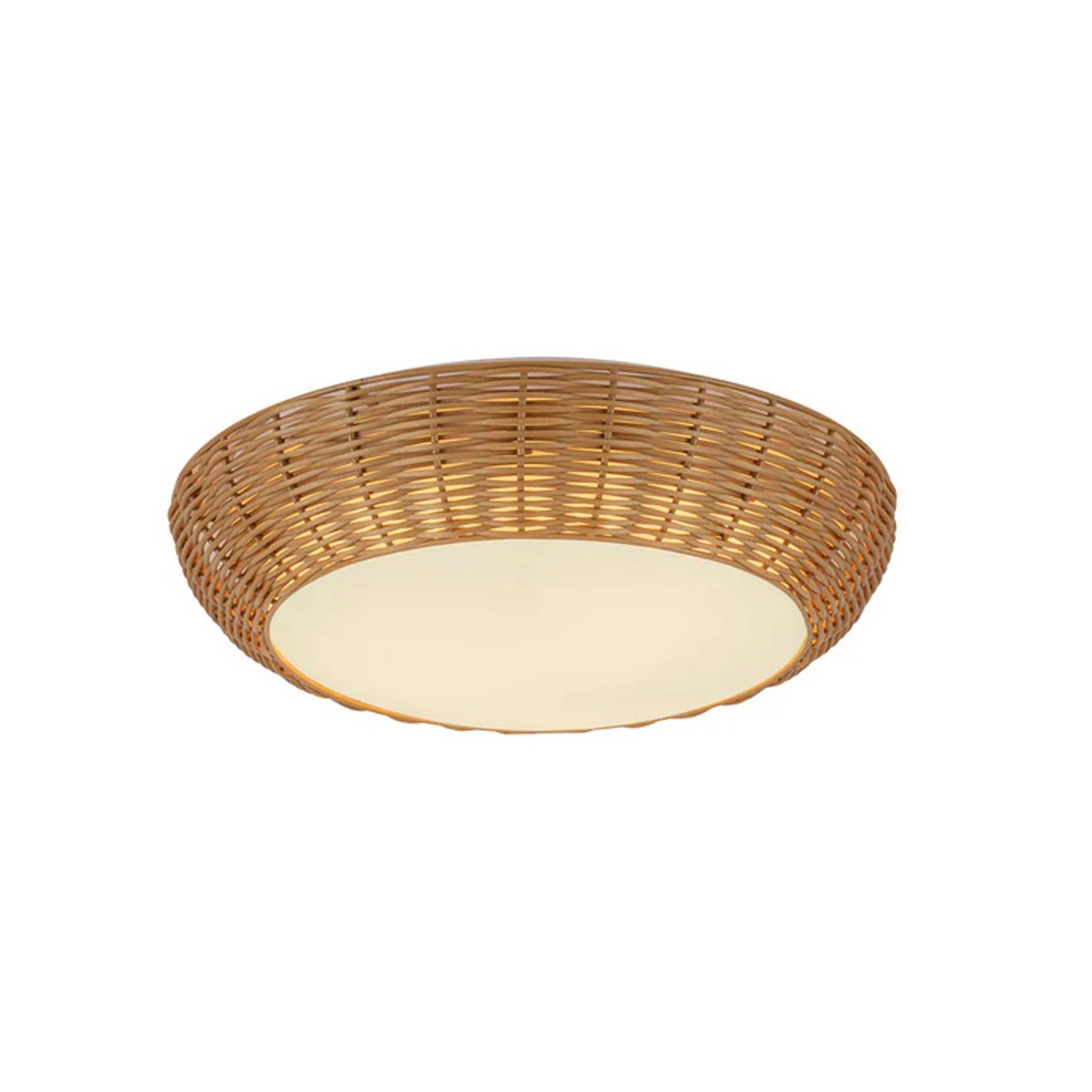 A Demeter Rattan Ceiling Light - Small with Natural Rattan / Opal Glass color