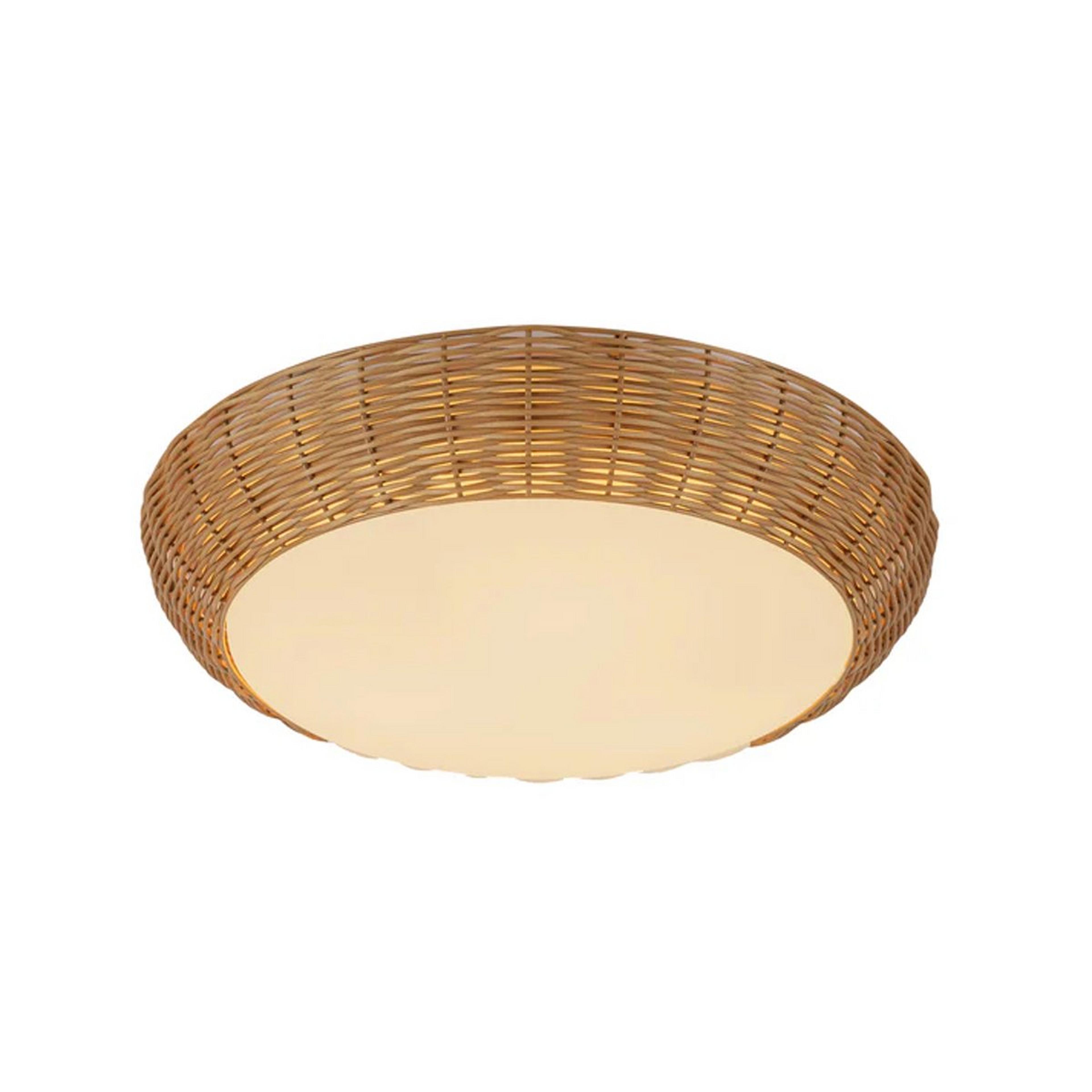 A Demeter Rattan Ceiling Light - Medium with Natural Rattan / Opal Glass color