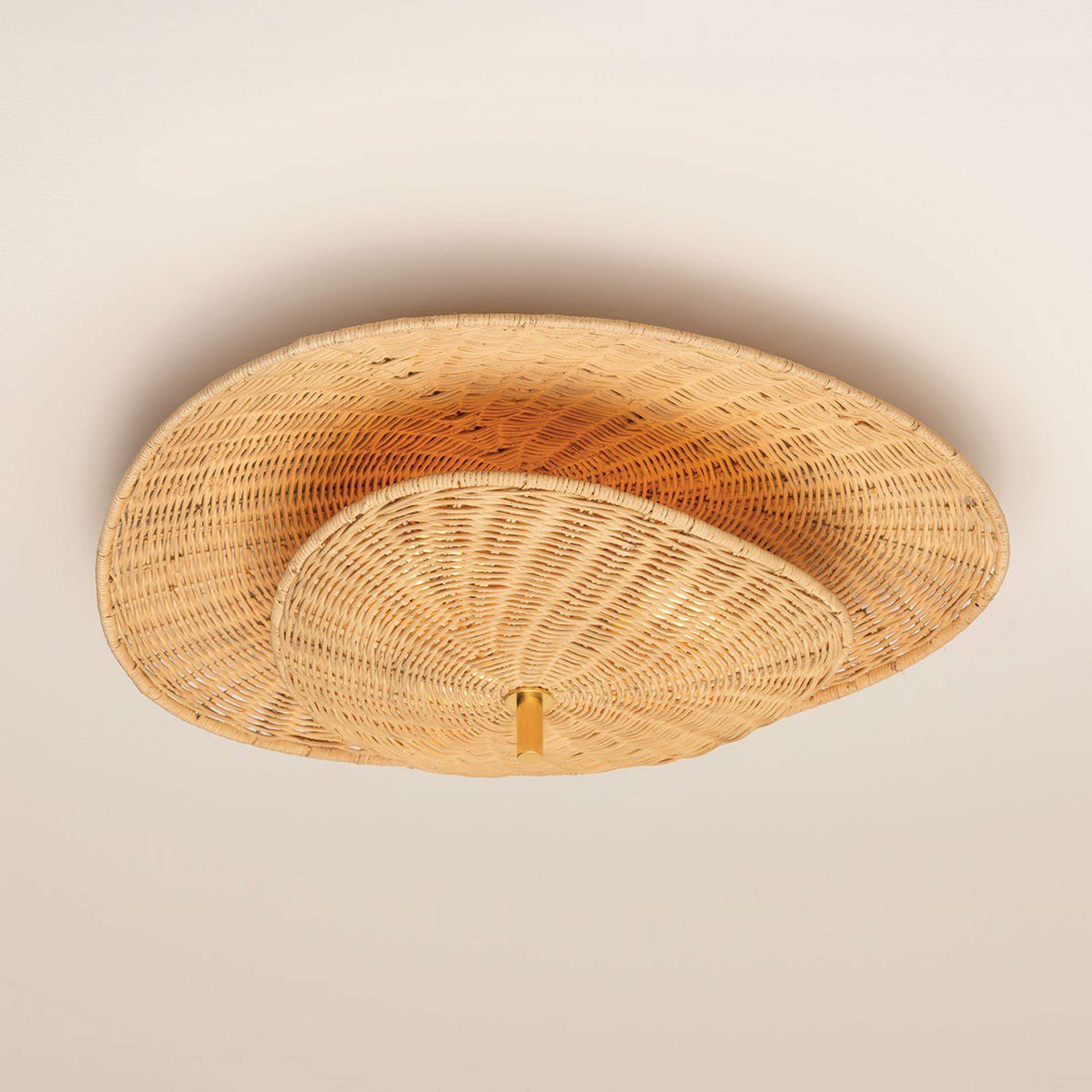 A Redbud Ceiling Light with Brass / Natural Wicker color