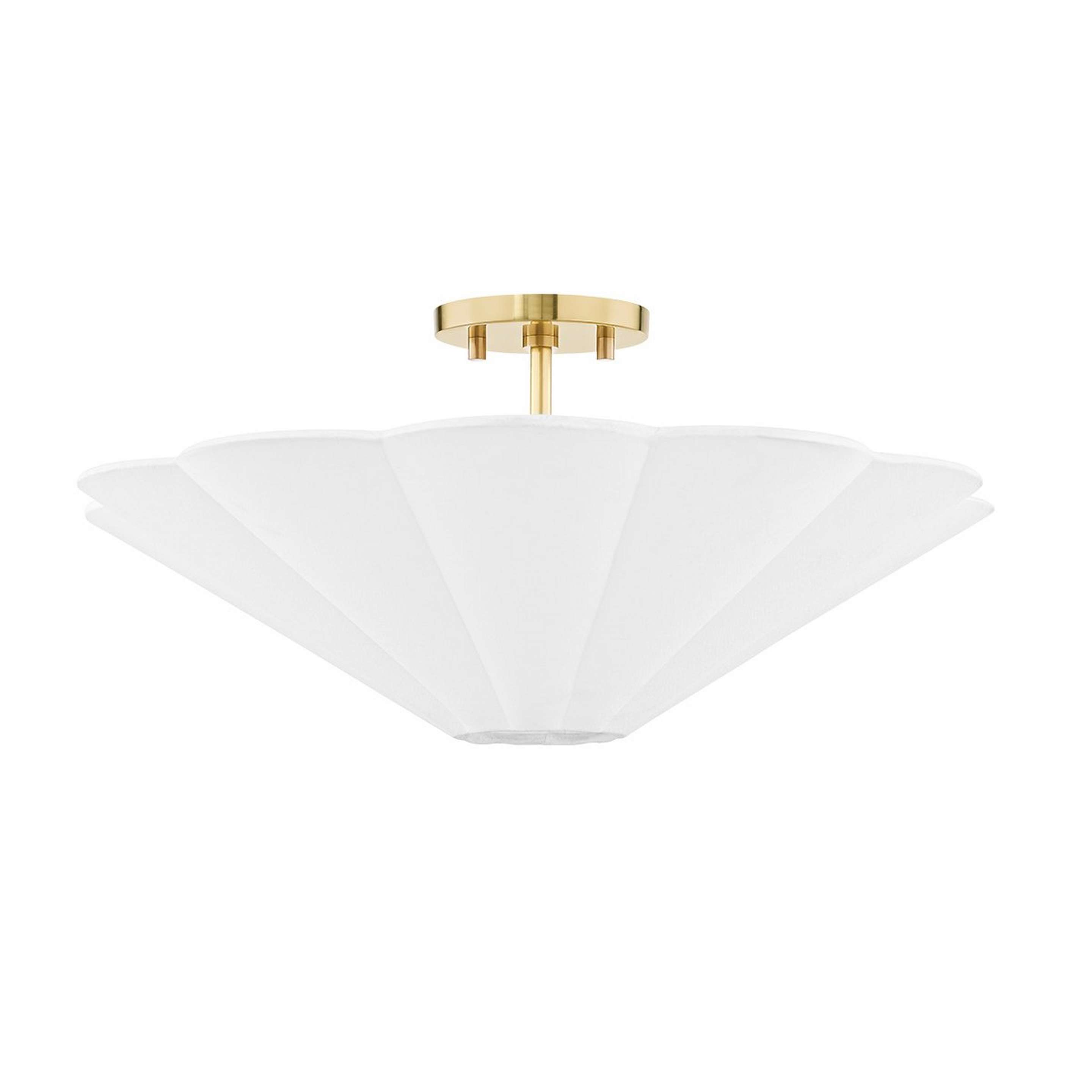 A Marilou Convertible Ceiling Light with Aged Brass / White Linen color