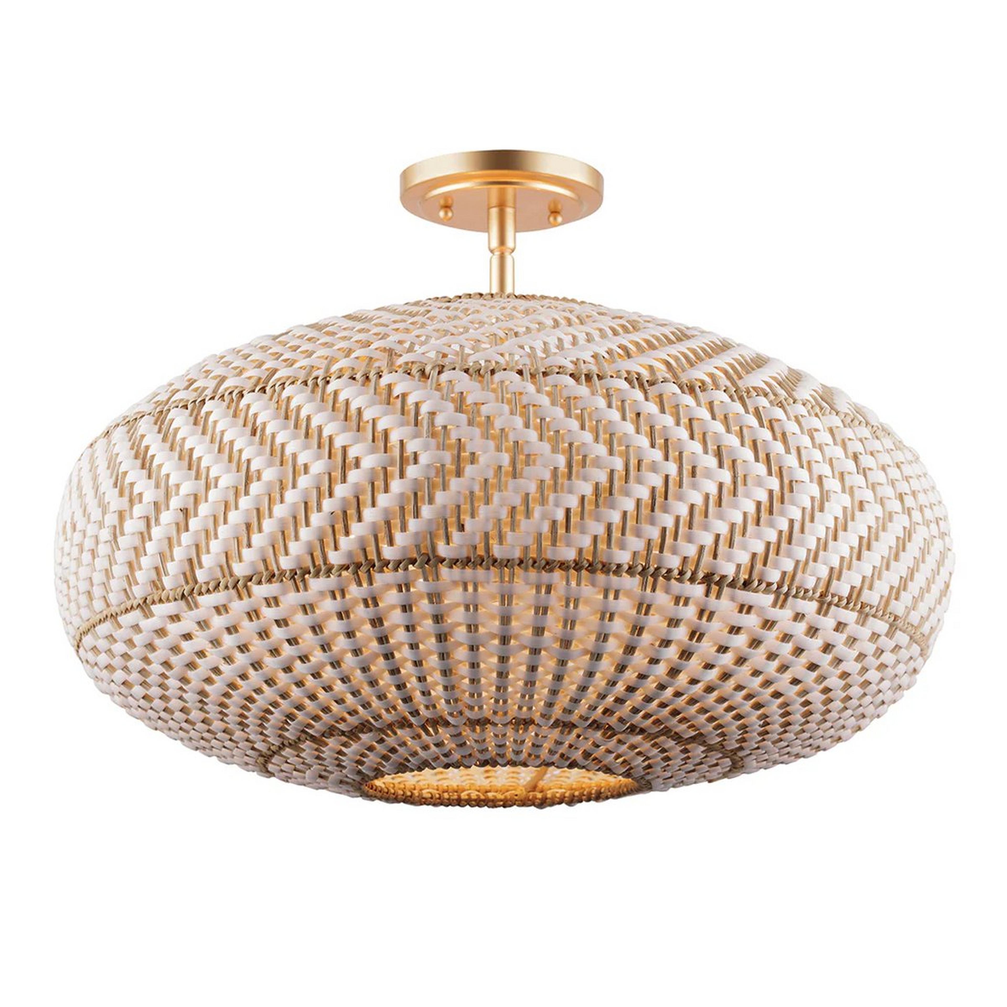 A Tobago Semi-Flush Ceiling Light with Soft Gold / Natural / White color