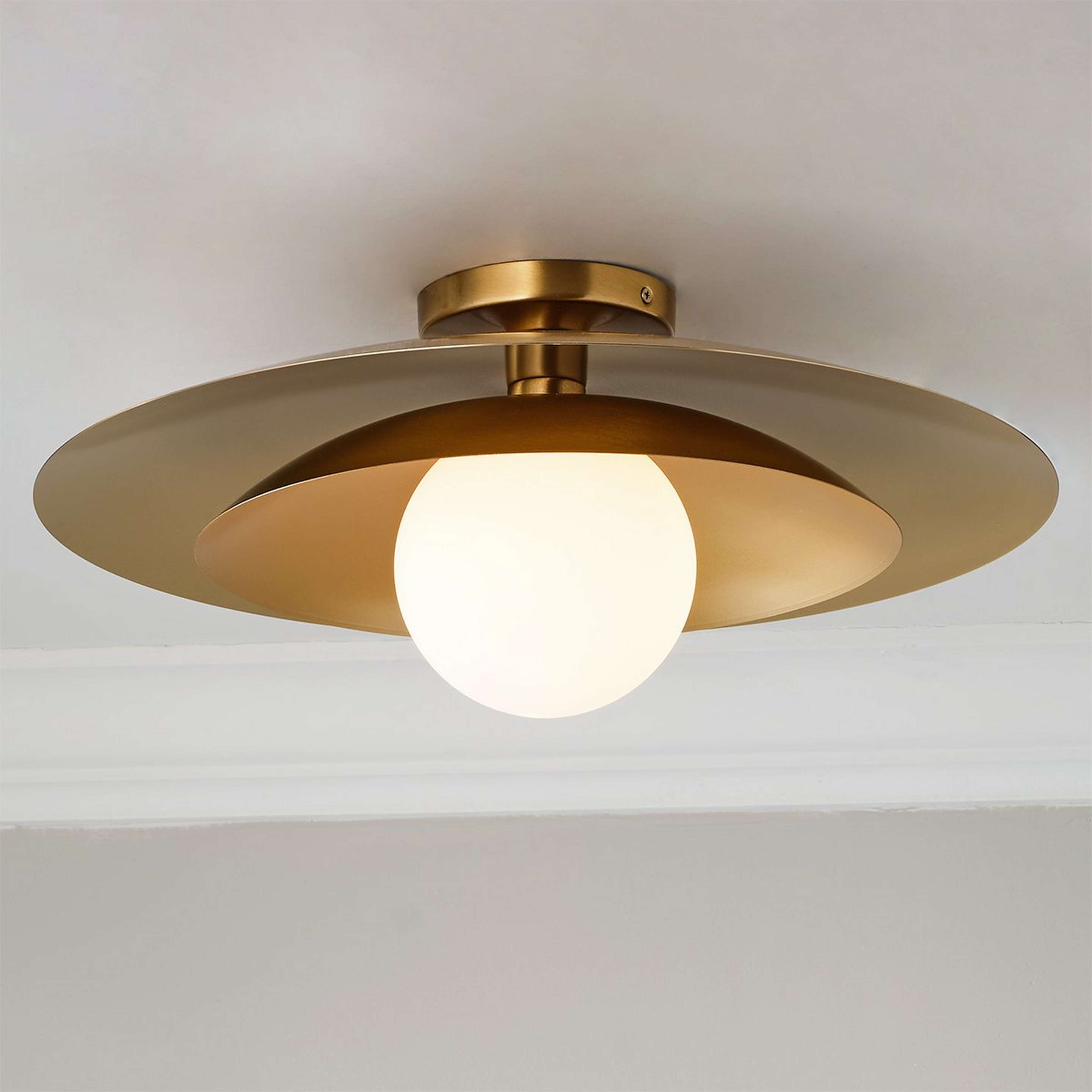A Onella Ceiling Light with Aged Brass / Opal Glass color