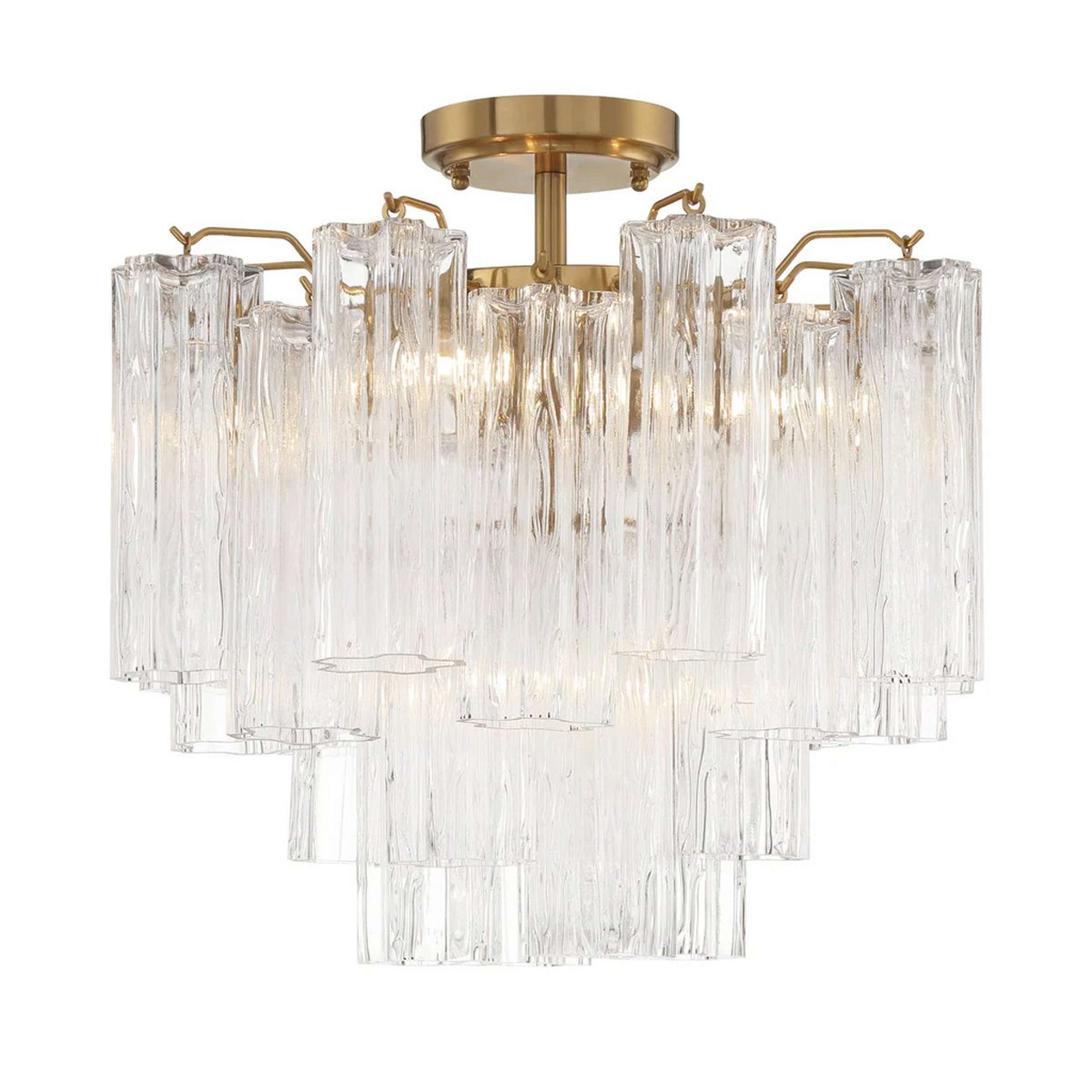 A Imondo Semi-Flush Ceiling Light - Clear with Aged Brass / Clear Tronchi Glass color
