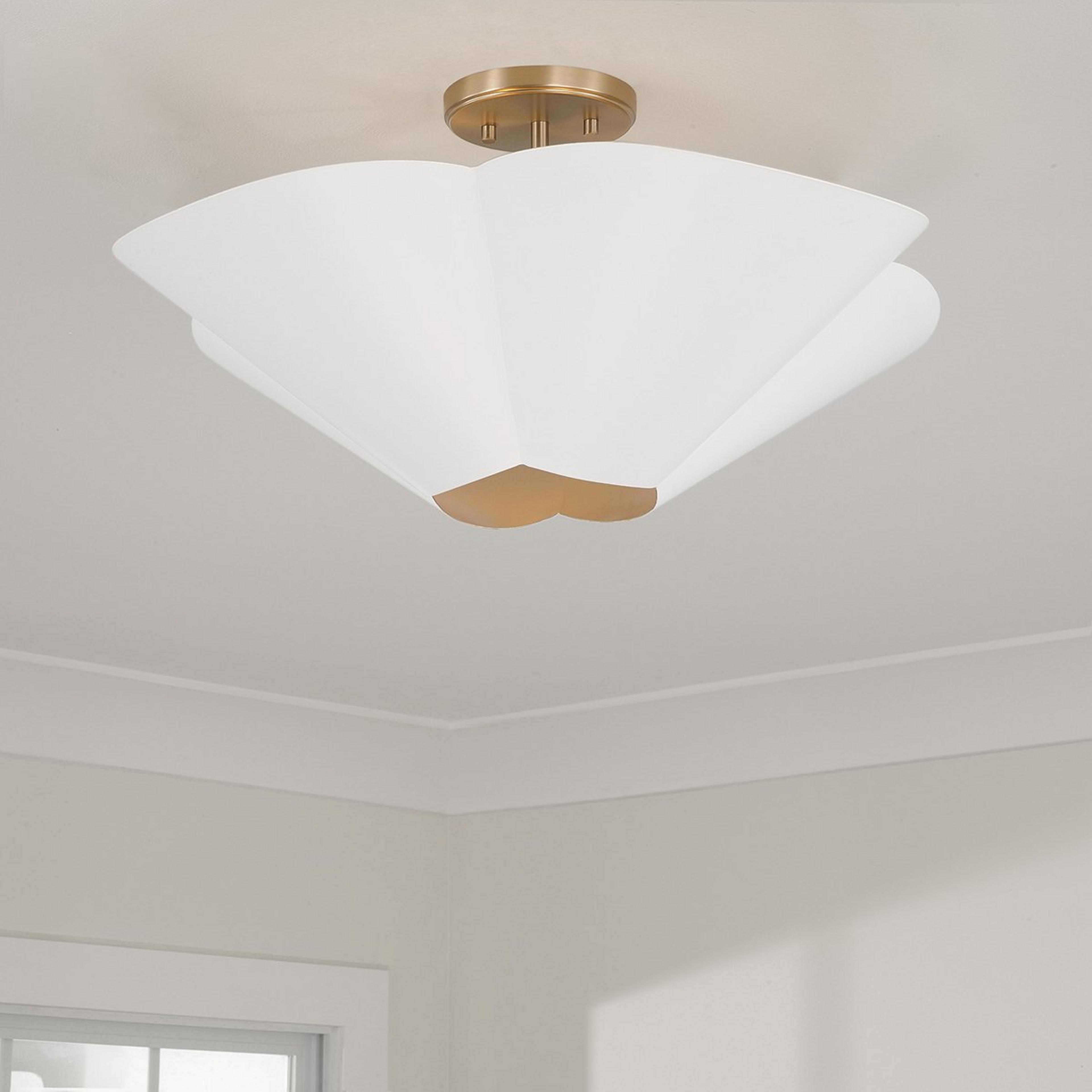 A Magpie Convertible Ceiling Light - Large with Matte Brass / White color