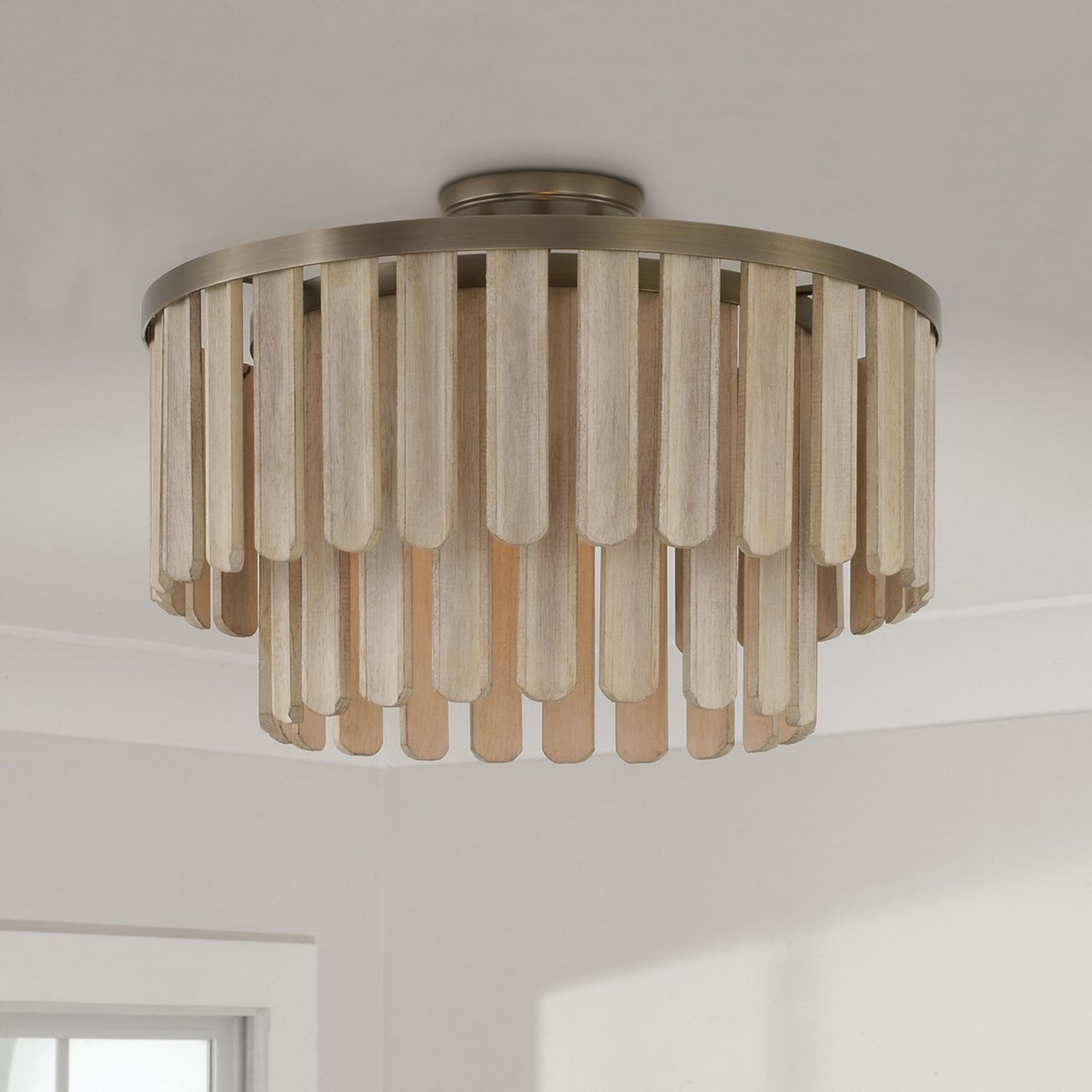 A Gaveshan Convertible Ceiling Light with Aged Brass / Natural Wood color