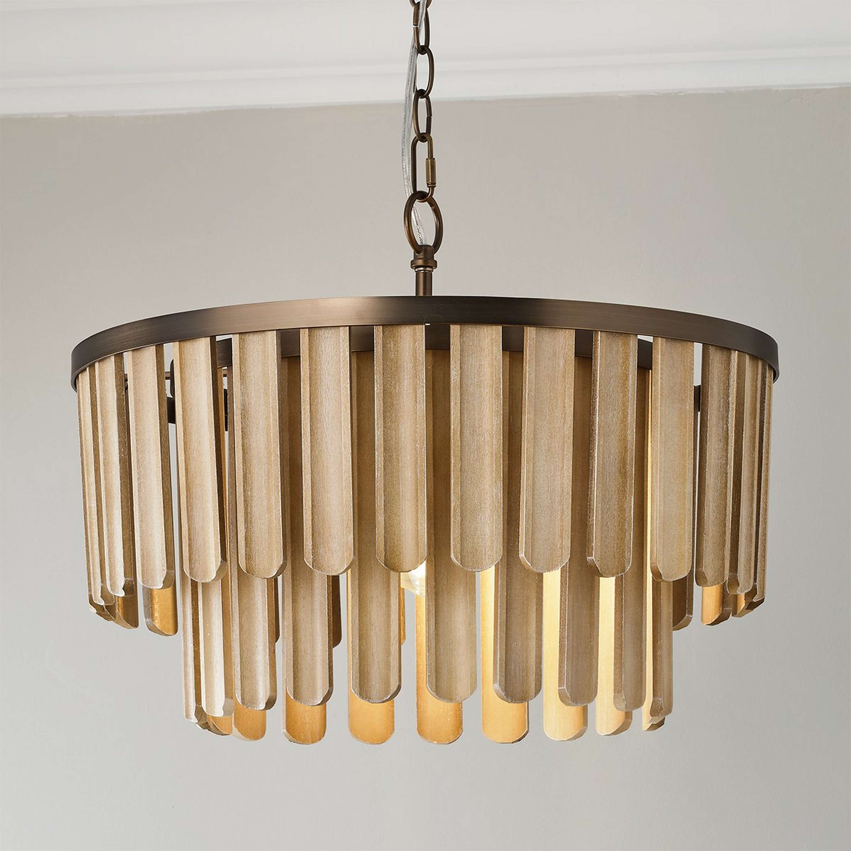 A Gaveshan Convertible Ceiling Light with Aged Brass / Natural Wood color