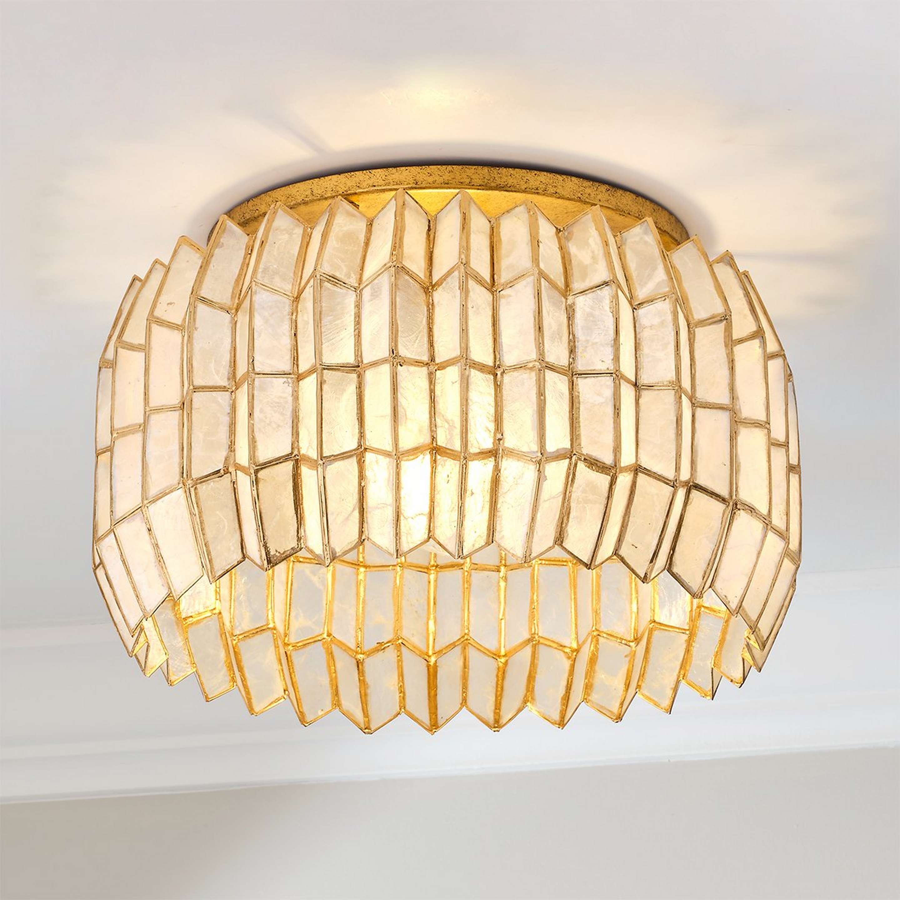 A Vaux Ceiling Light with Gold Leaf / Natural Capiz Shell color