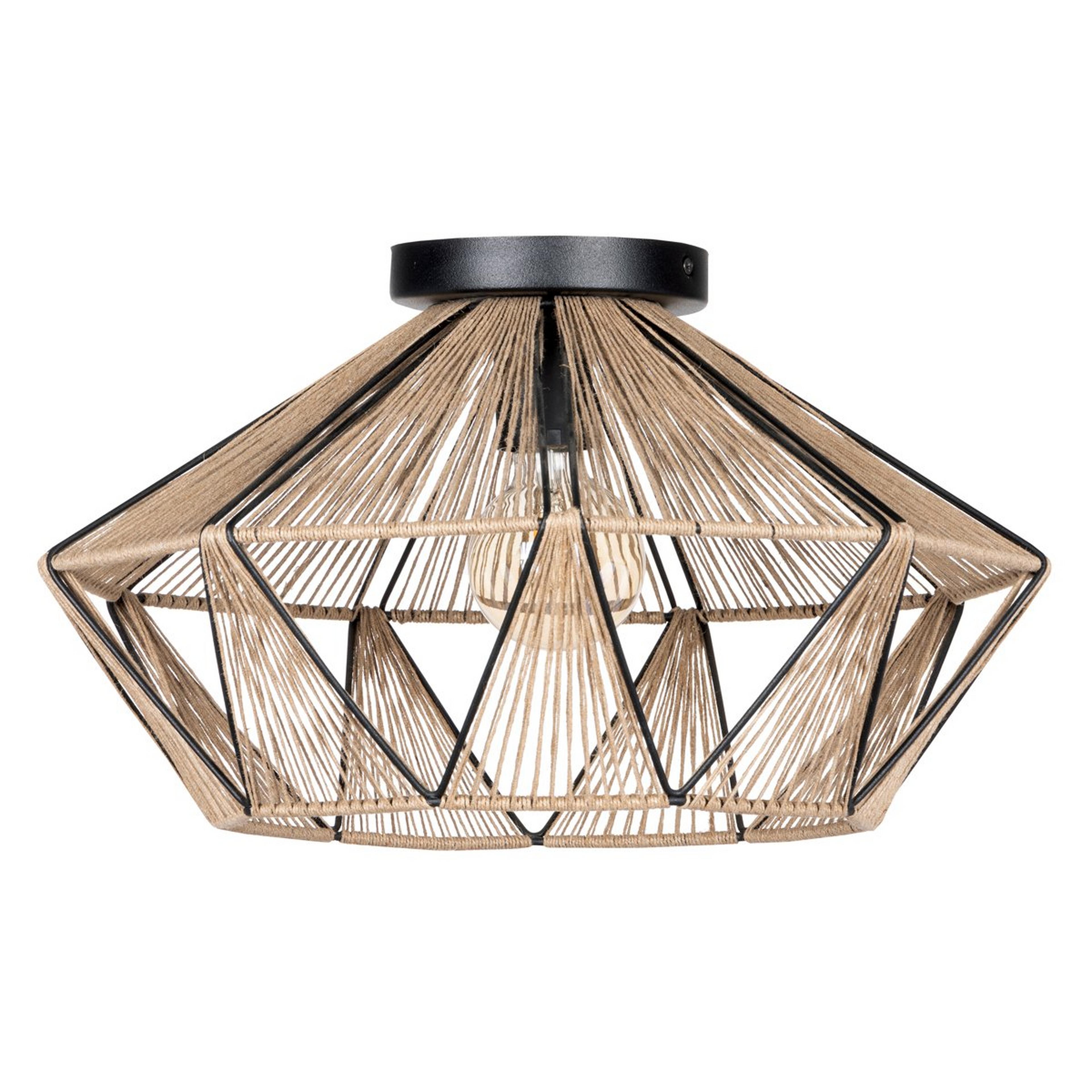 A Ikaika Convertible Ceiling Light with Black / Natural Jute color