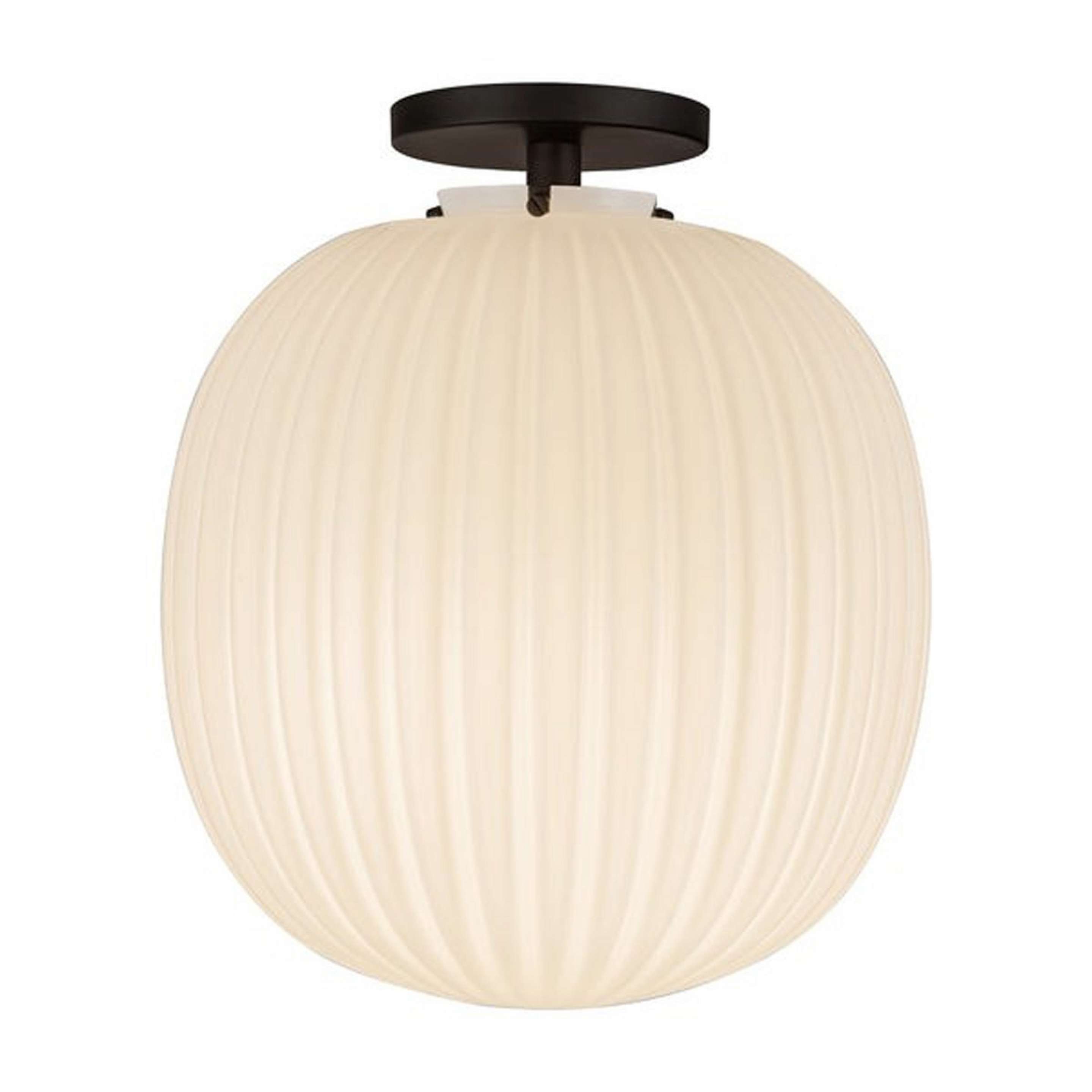 A Phillipa Ceiling Light with Matte Black / Ribbed Opal Glass color