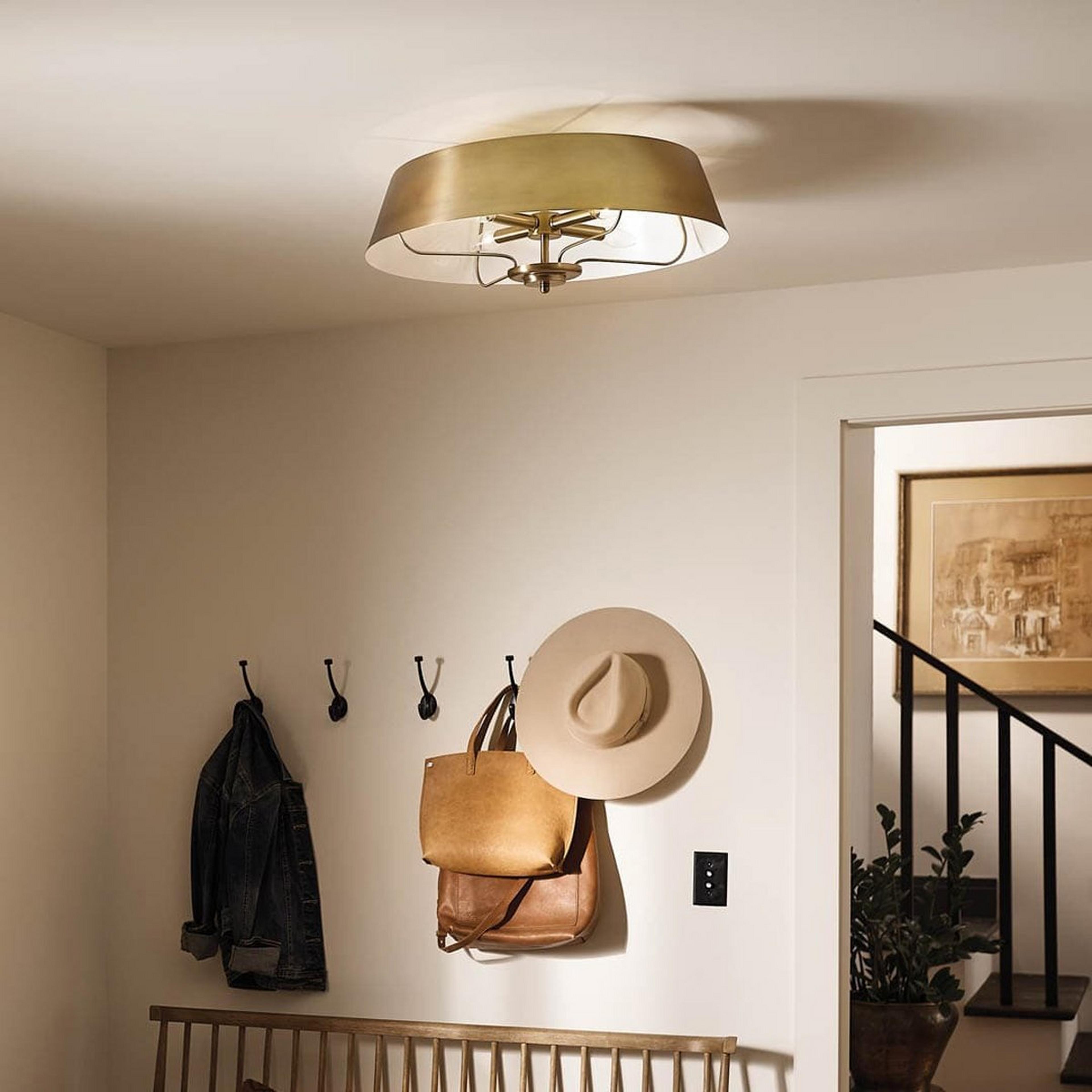 A Hiba Convertible Ceiling Light - Large with Brushed Brass / White color
