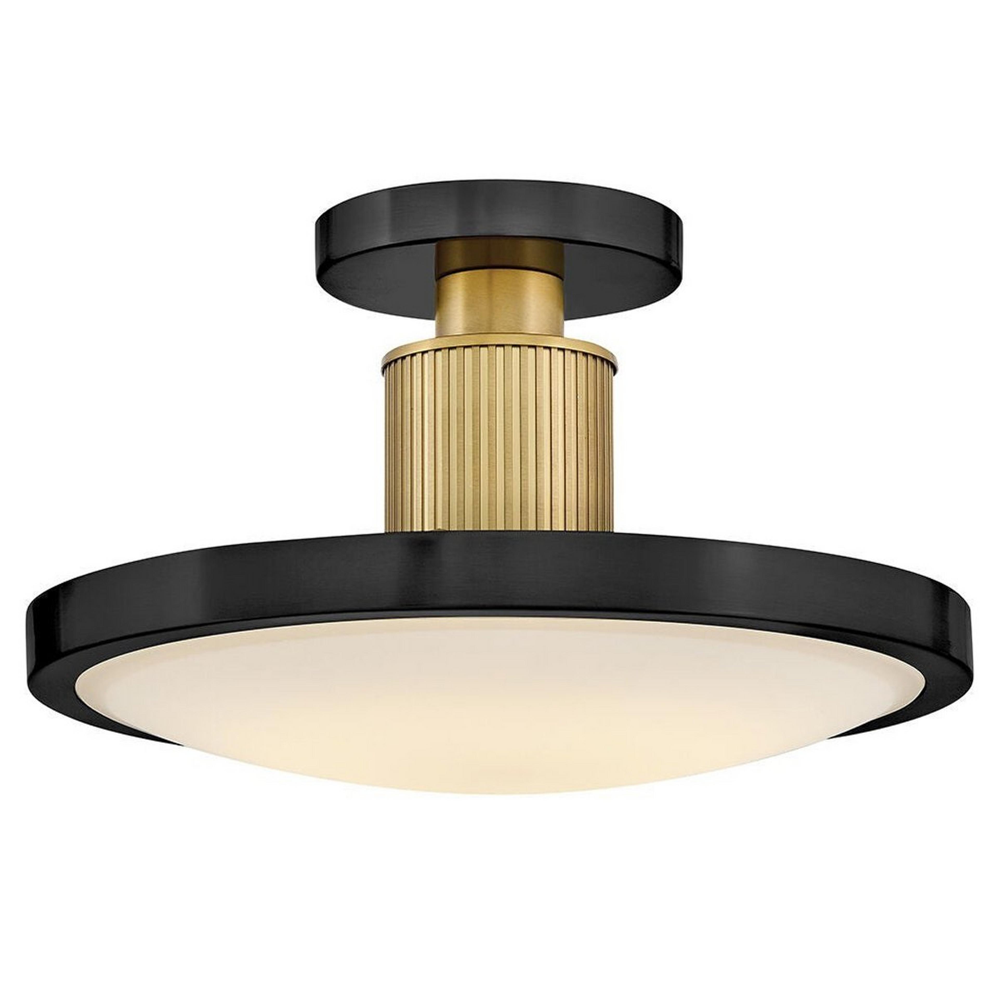 A Etude Ceiling Light with Black / Brass / Opal Glass color