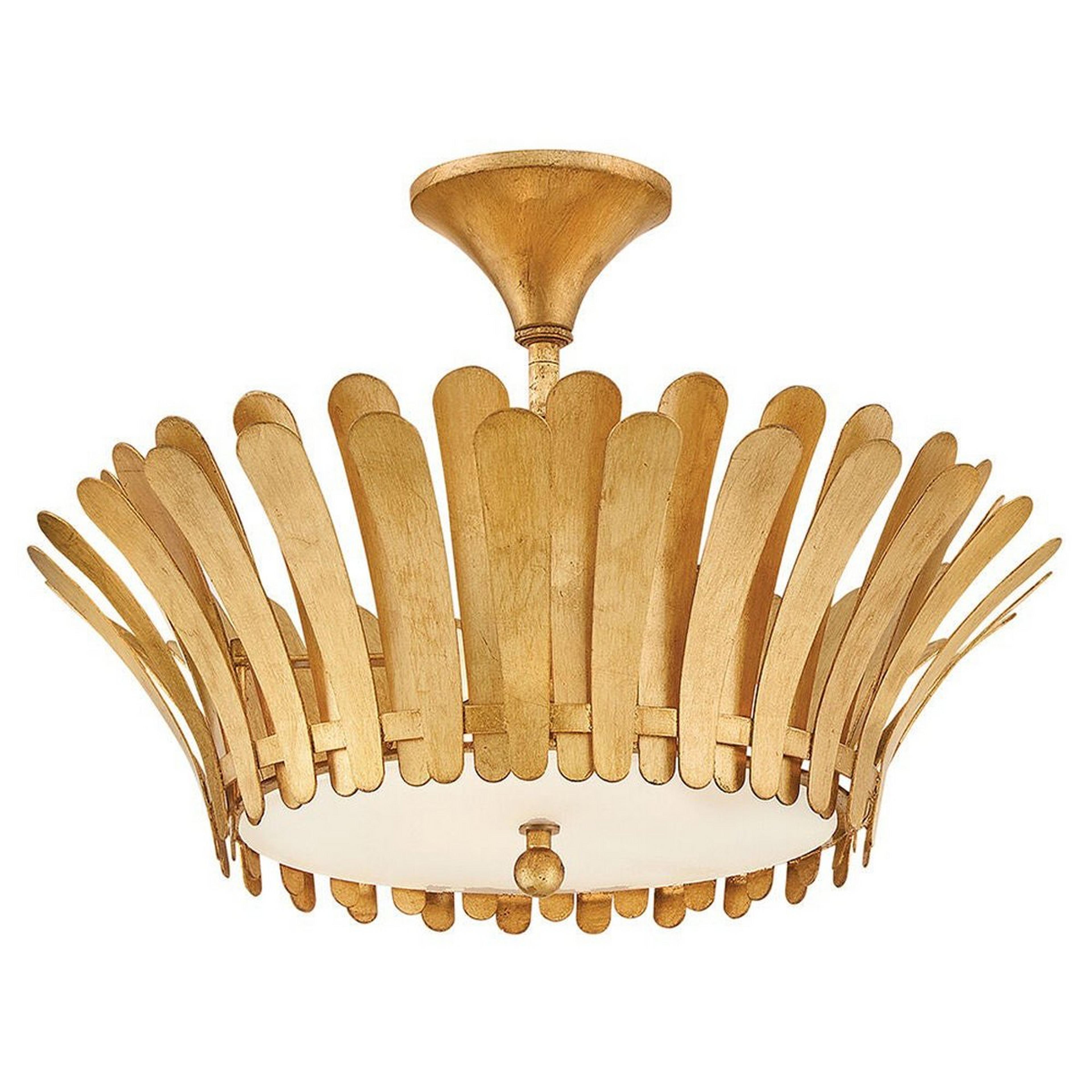 A Mayhew Ceiling Light with Distressed Brass color