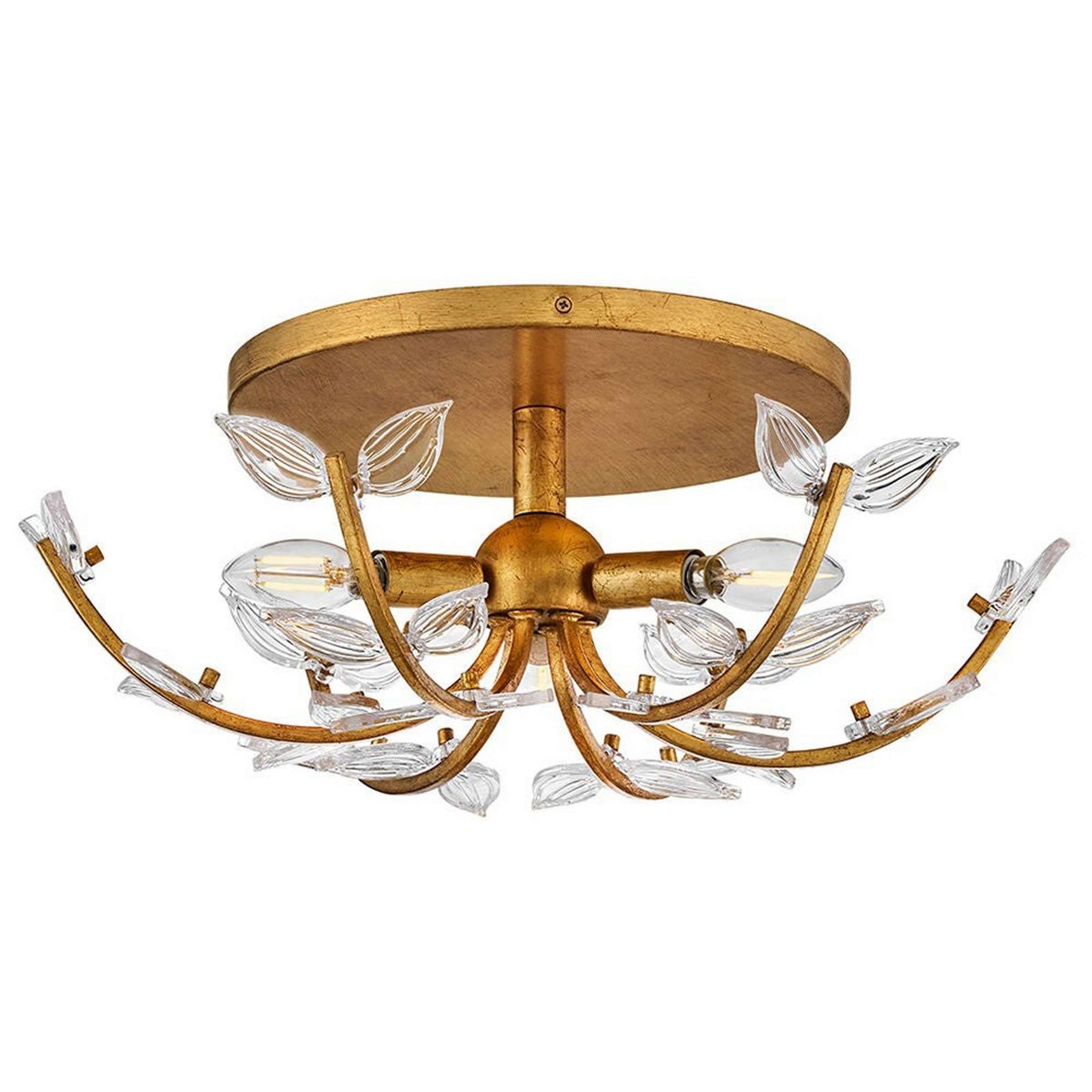 A Vasanta Ceiling Light with Distressed Brass / Art Glass color