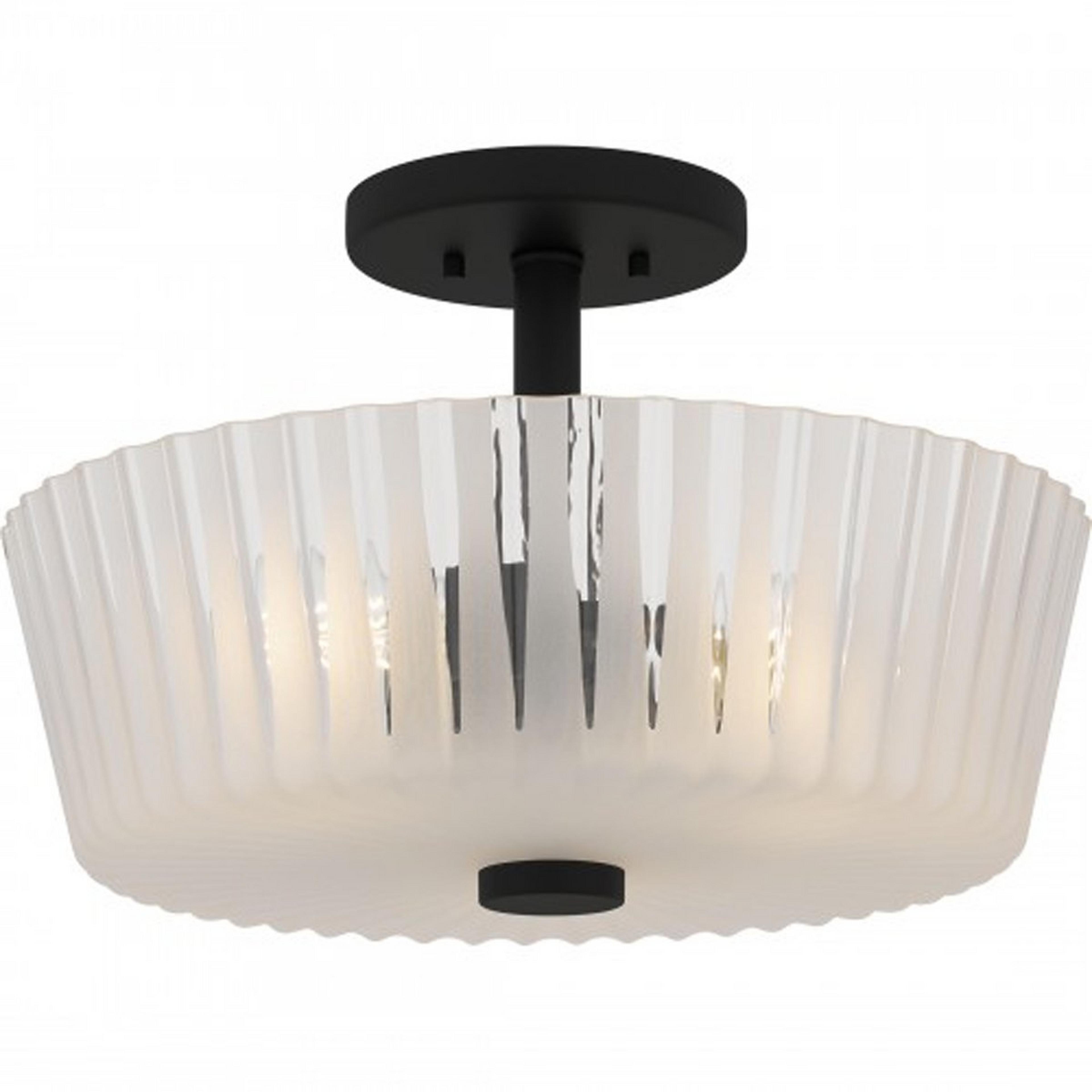 A Steele Ceiling Light with Black / Textured Glass color