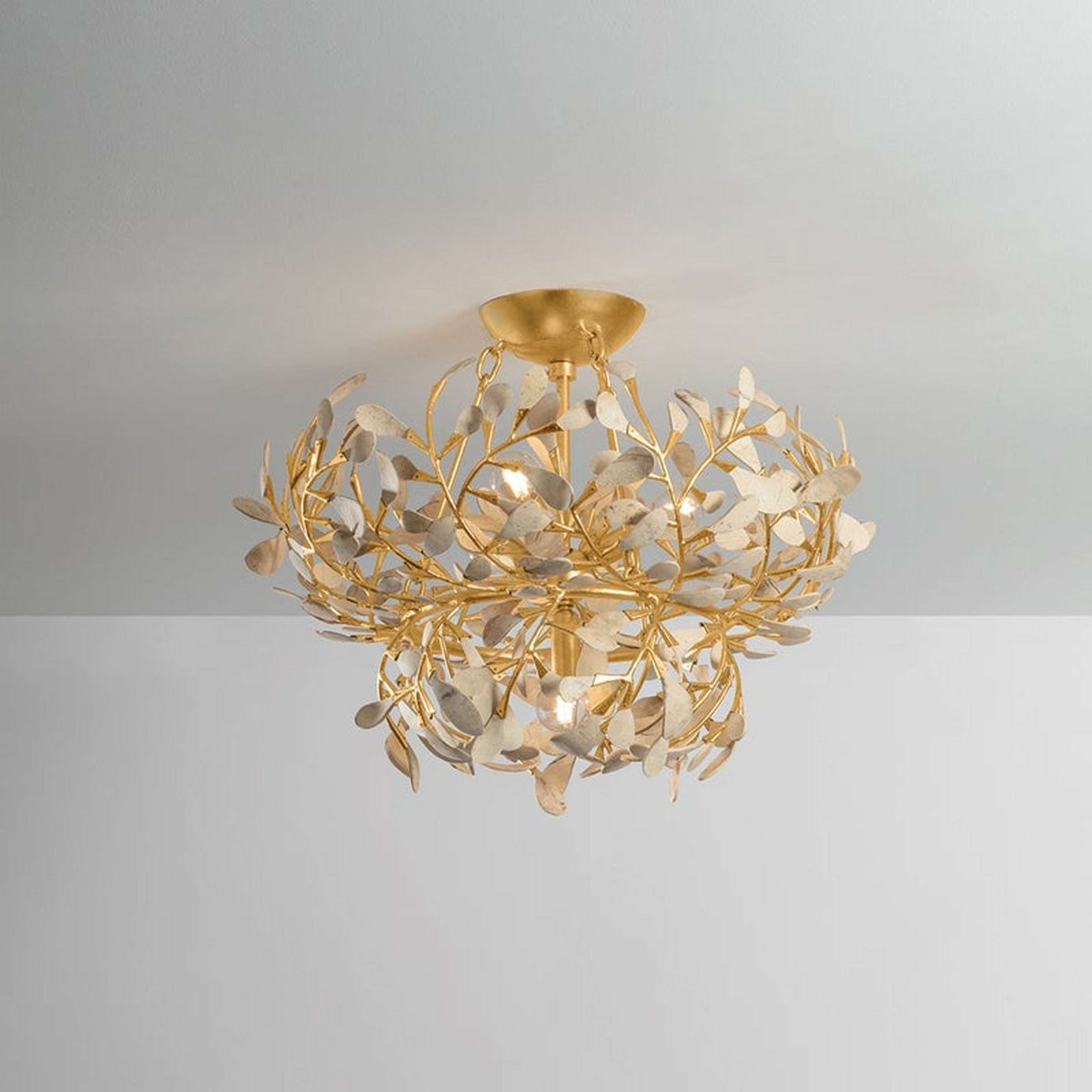 A Lowri Ceiling Light with Gold Leaf / Natural Coco Shell color