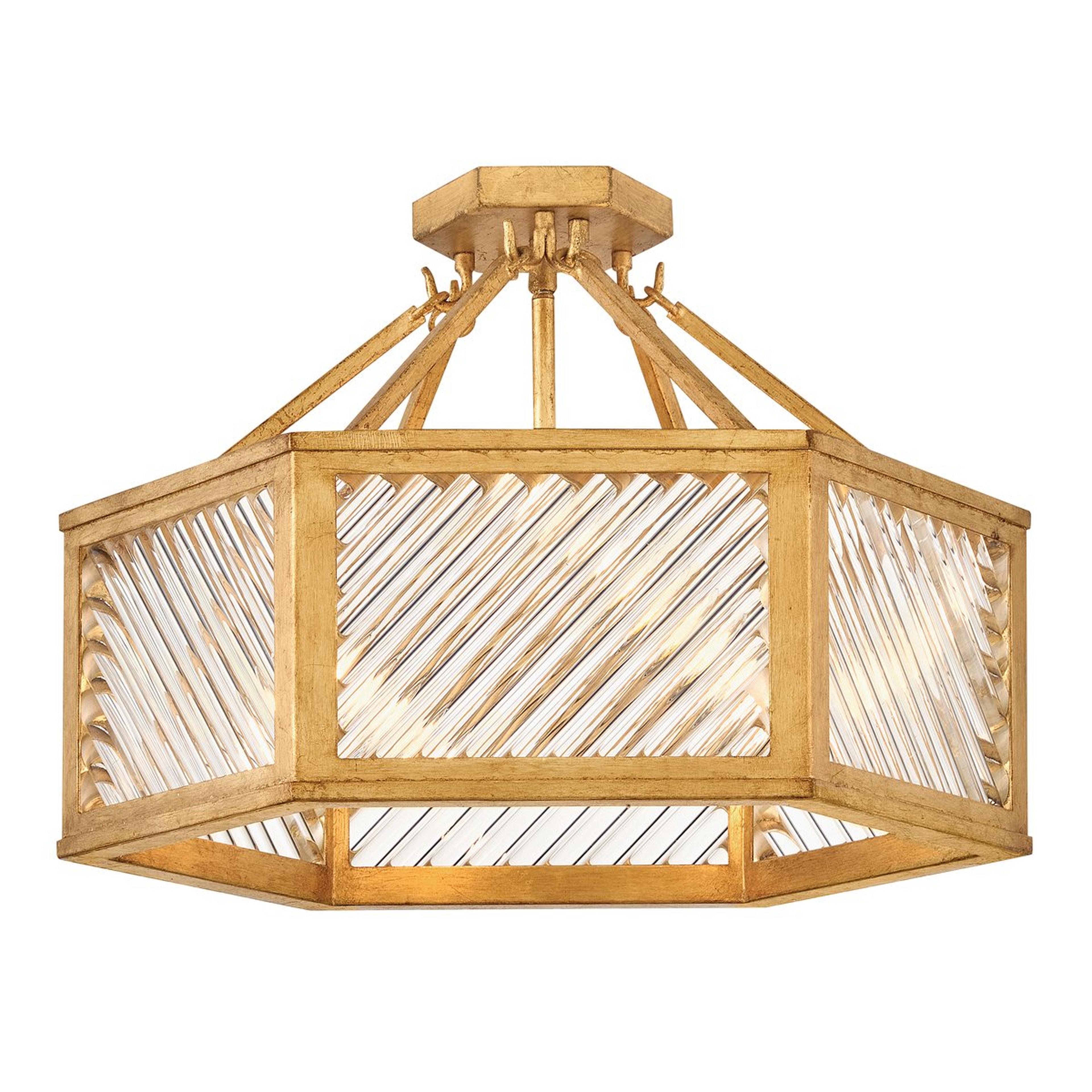 A Lucienne Ceiling Light with Distressed Brass color