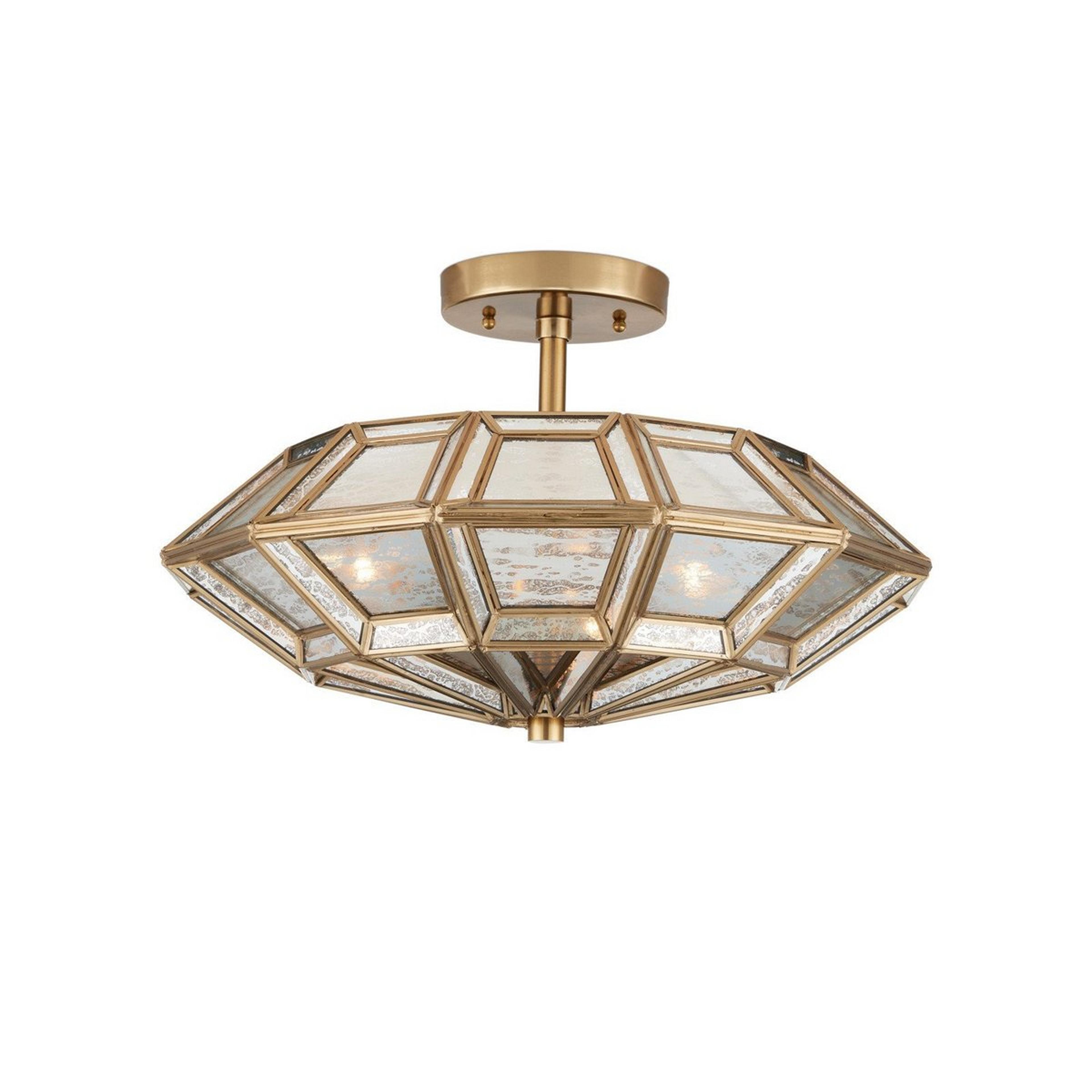 A Yerevan Ceiling Light with Antique Brass / Antique Mirrored Glass color