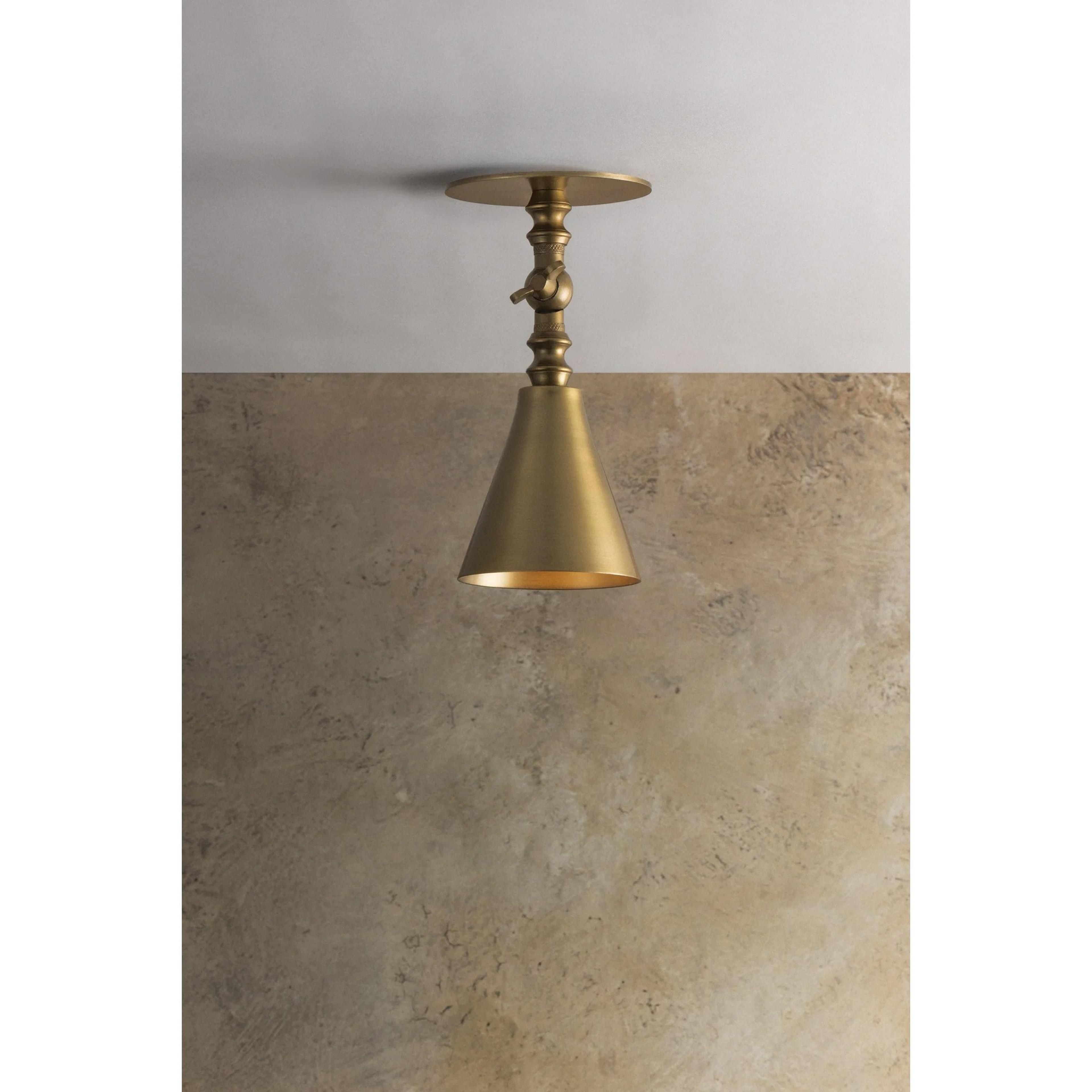 A Perseus Semi-Flush Ceiling Light with Patina Brass color