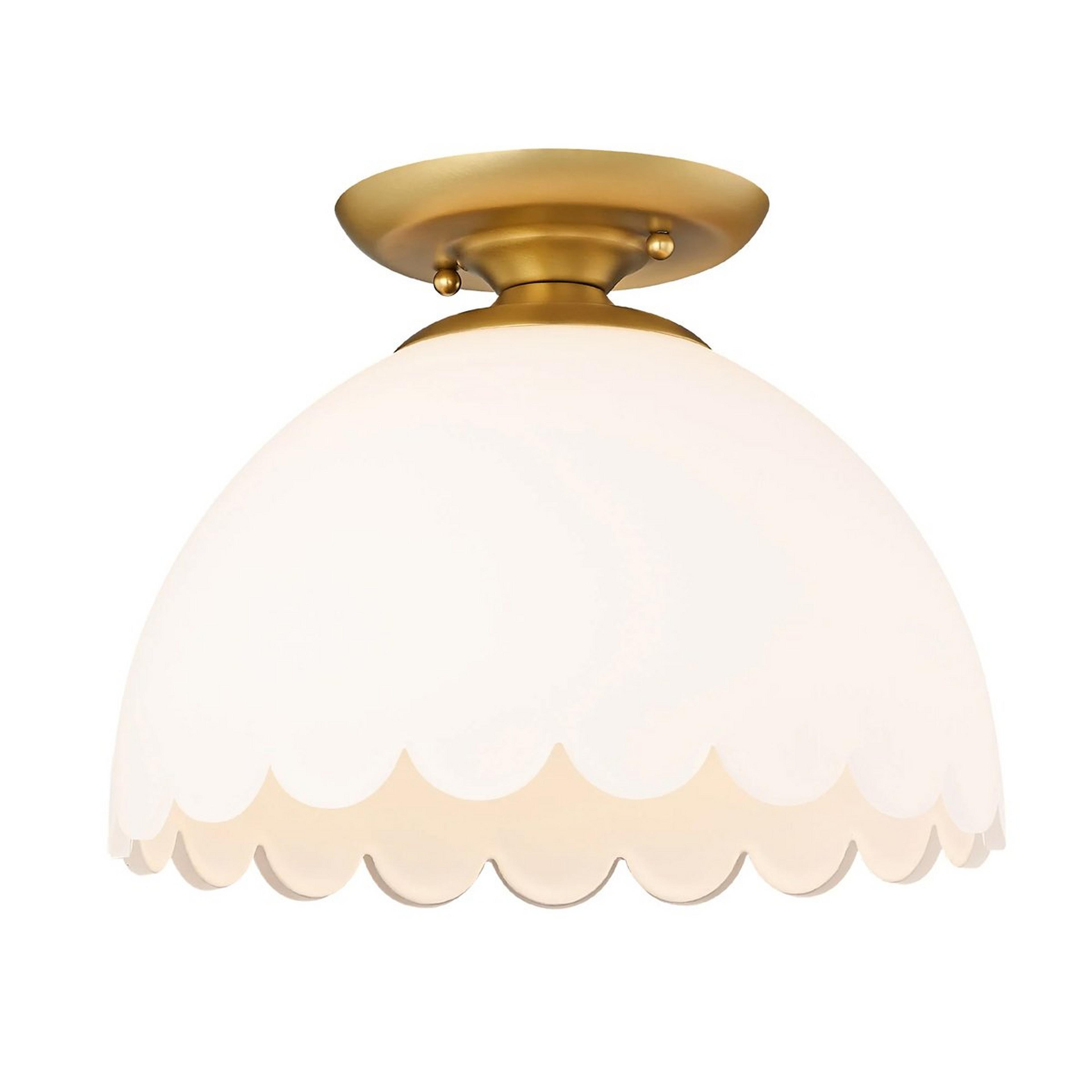 A Ellery Semi-Flush Ceiling Light with White / Champagne Brass color