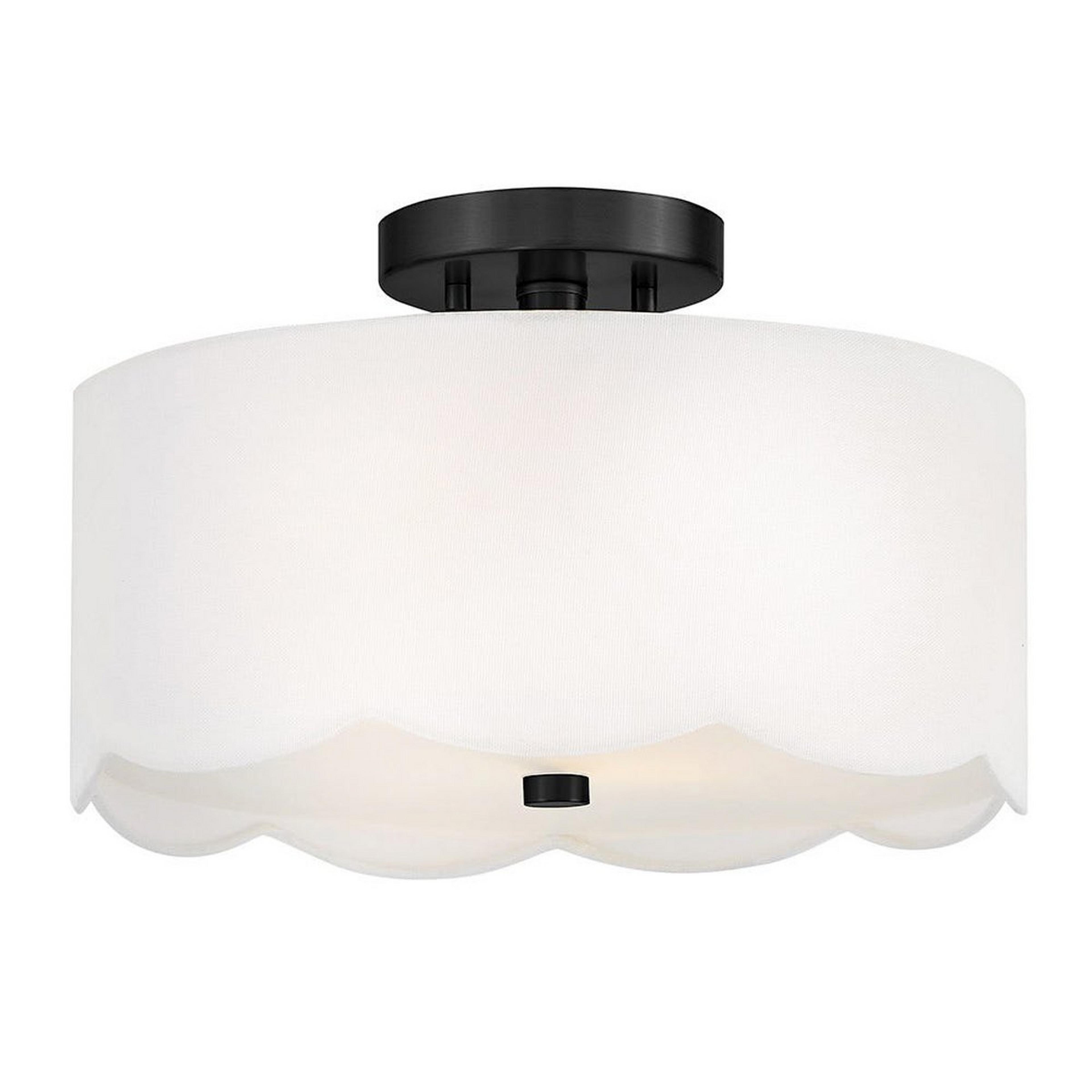 A Hemera Semi-Flush Ceiling Light with Black / Off-White Linen color