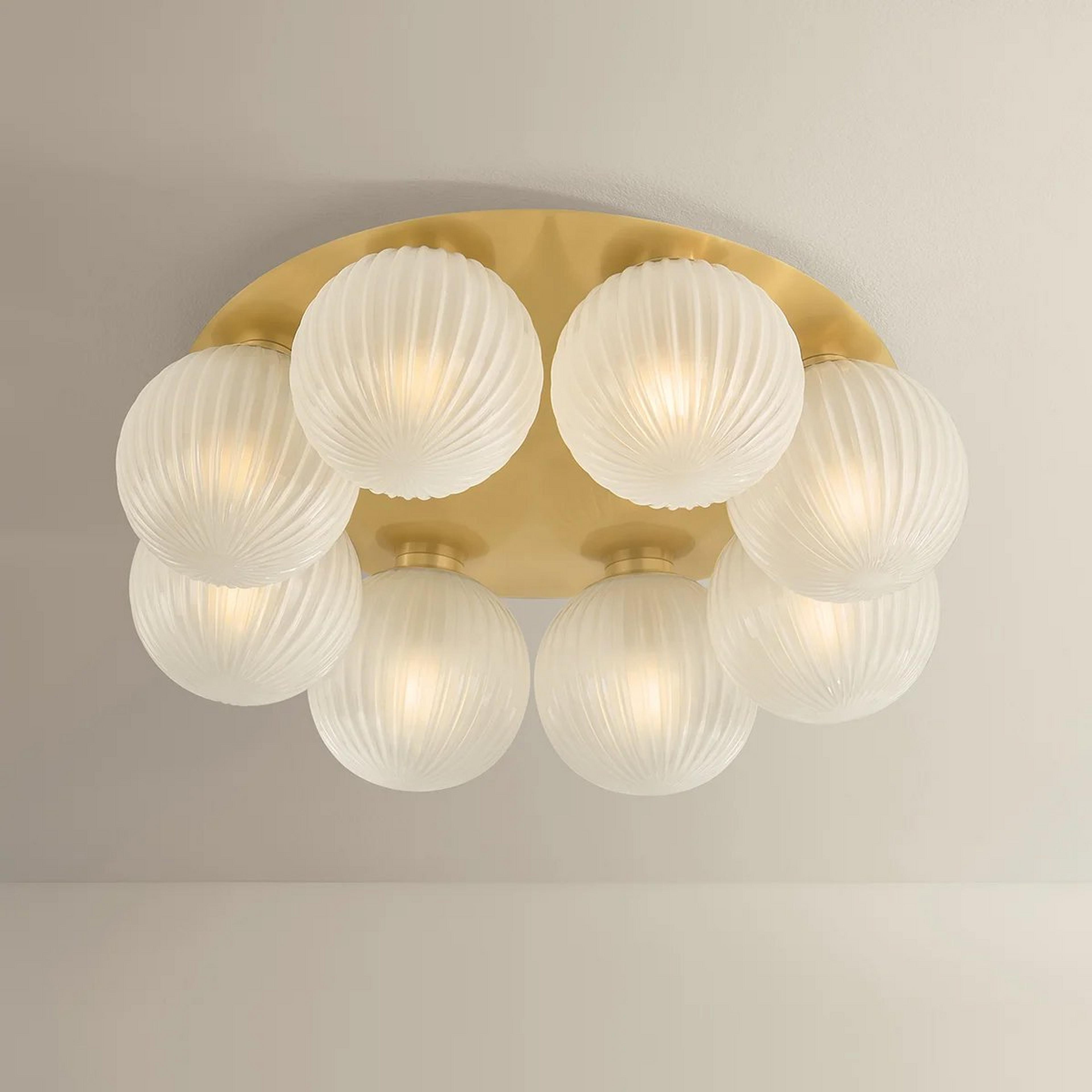 A Cloudbreak Ceiling Light - 24" with Brass / Opal Ribbed Glass color