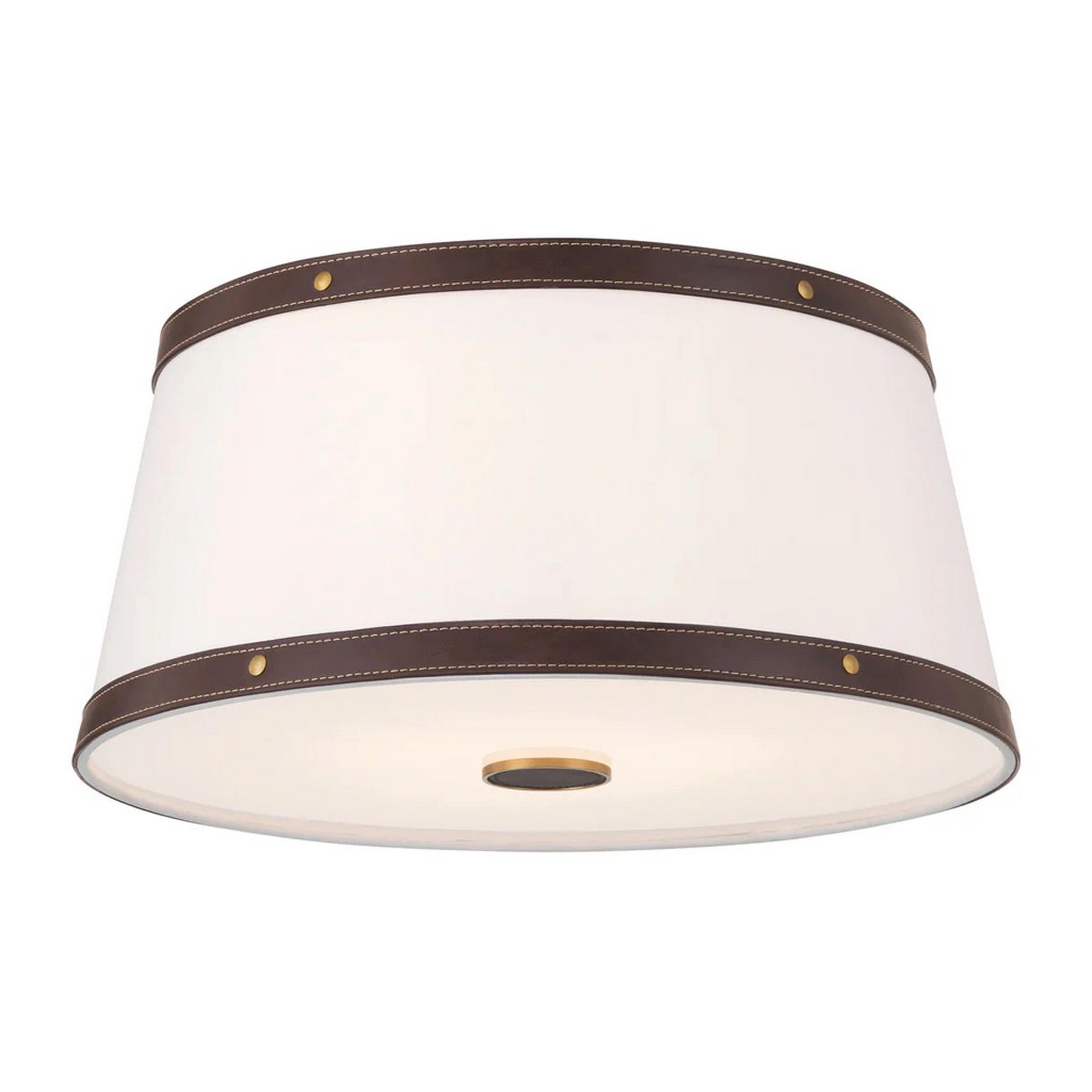 A Brenora Ceiling Light - 17" with Gold / Vegan Leather / White color