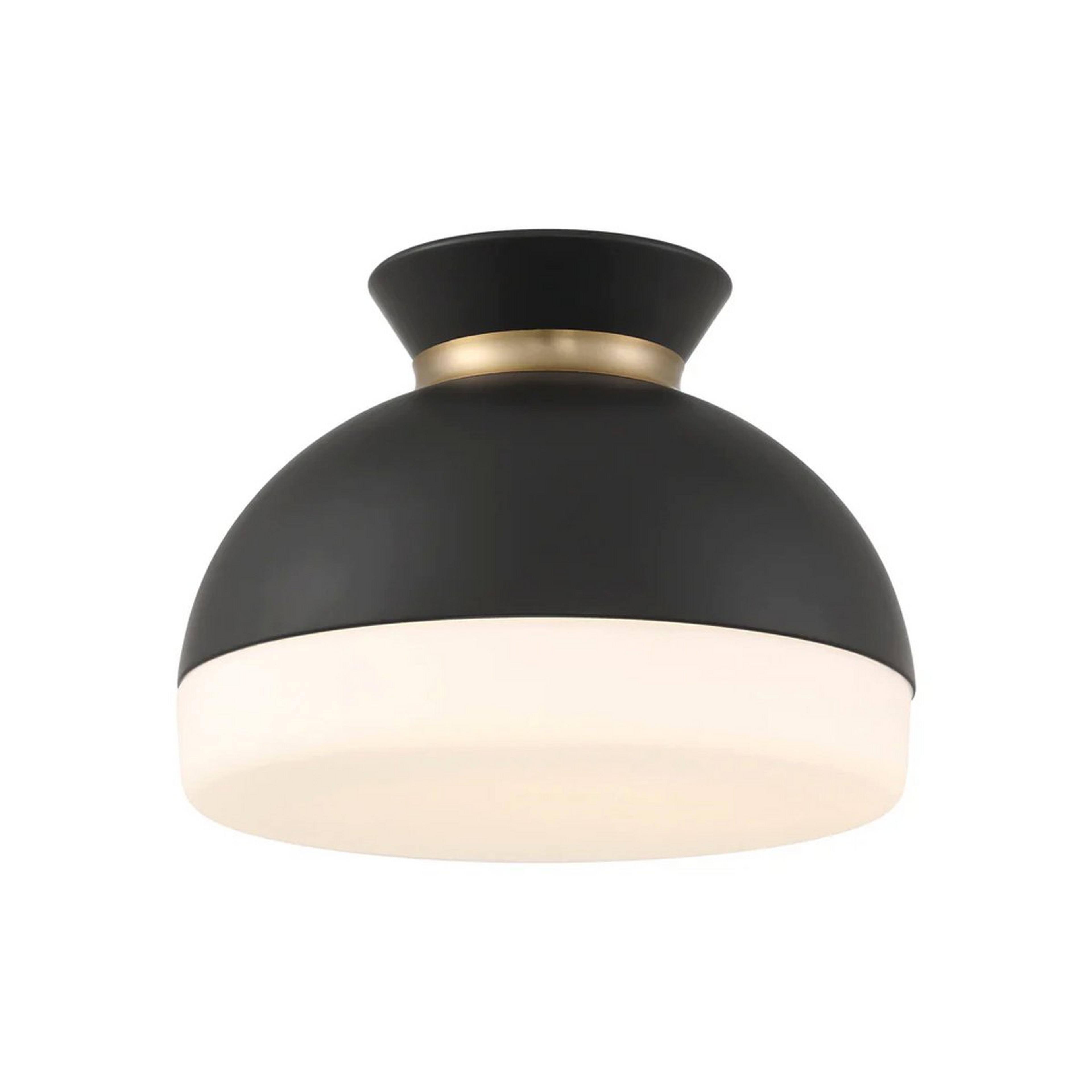 A Milvus Ceiling Light with Black / Gold / Opal Glass color