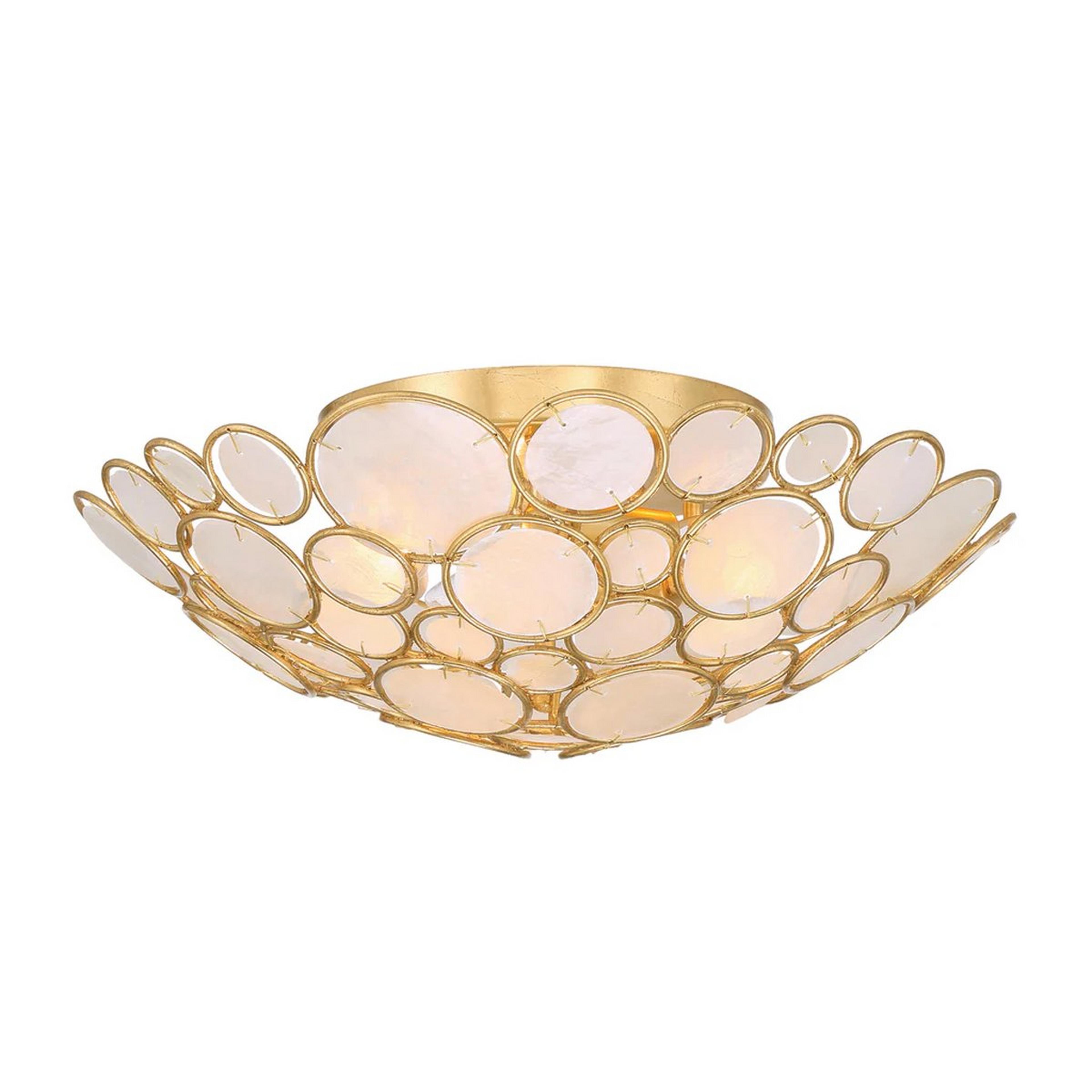 A Charisma Capiz Ceiling Light with Gold / Natural Capiz Shell color