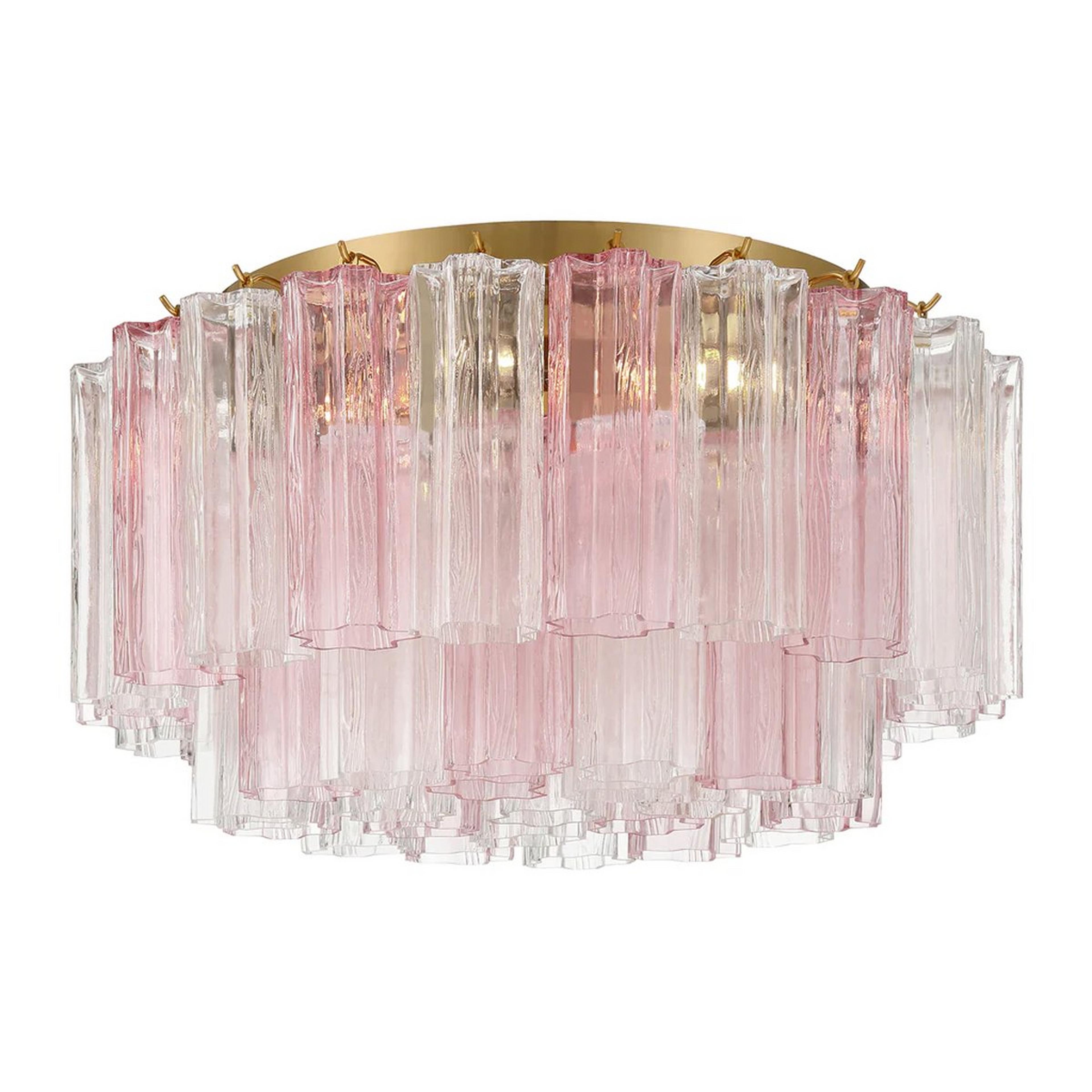 A Imondo Ceiling Light - Small - Pink with Aged Brass / Pink Tronchi Glass color