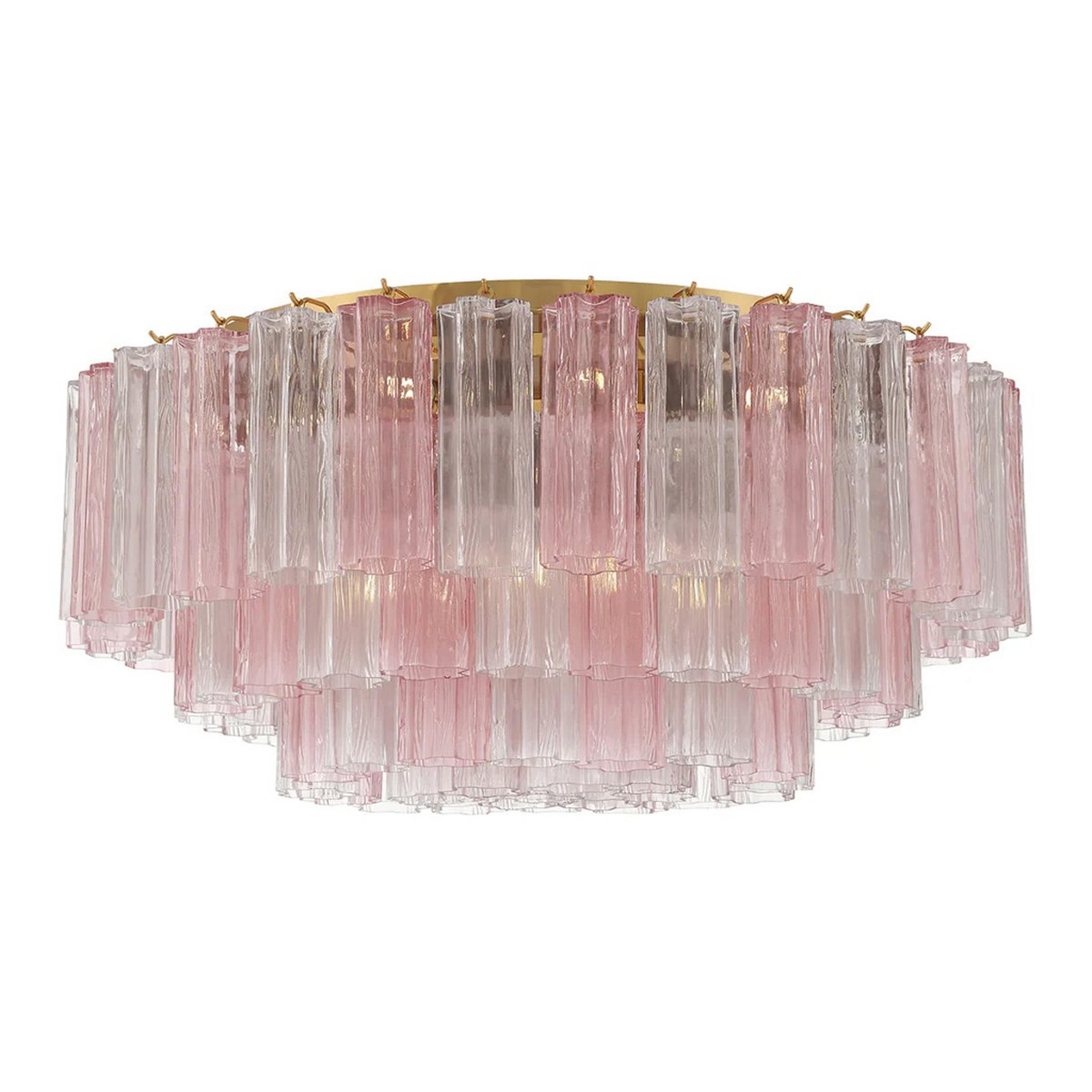 A Imondo Ceiling Light - Large - Pink with Aged Brass / Pink Tronchi Glass color