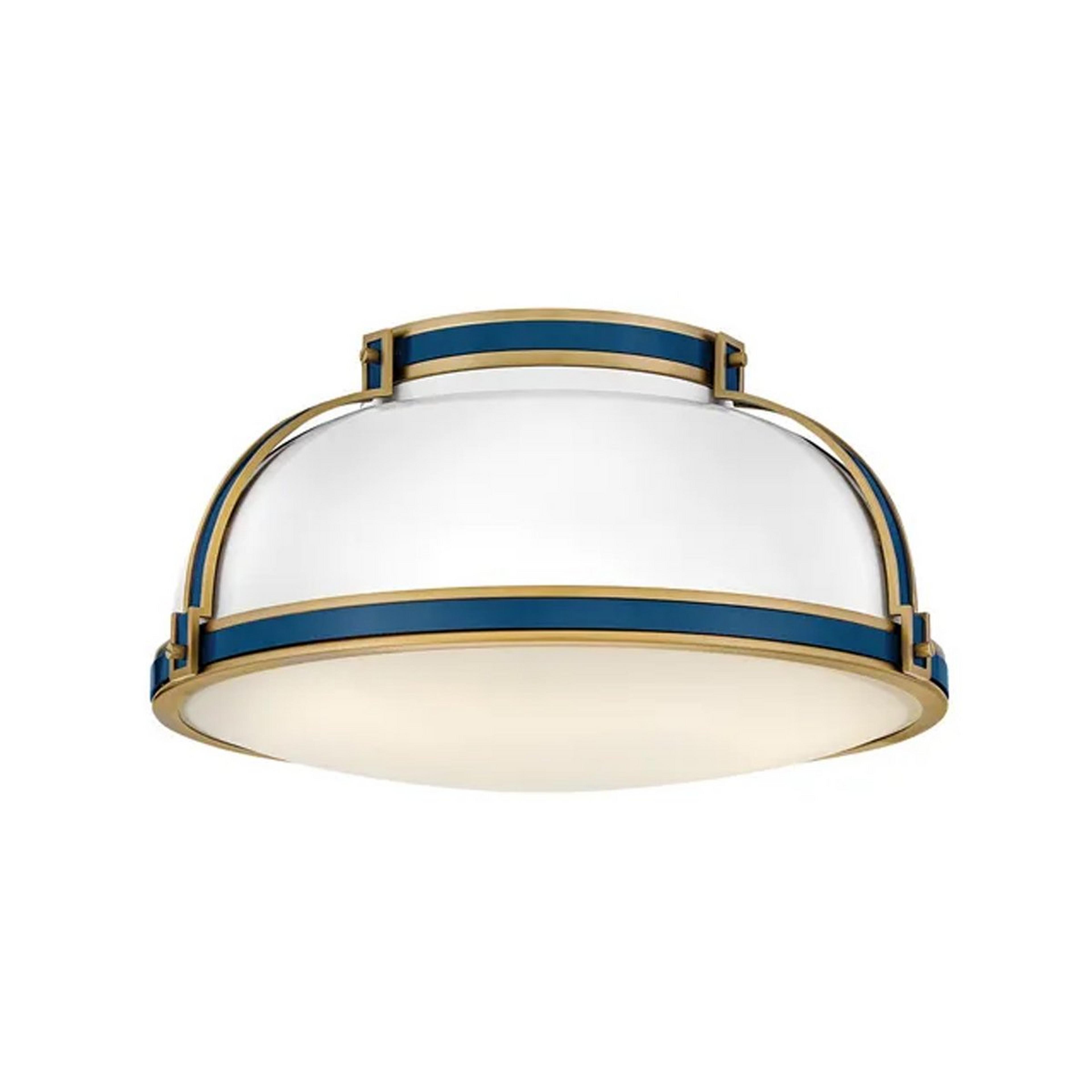 A Helsinki Ceiling Light - Large with Satin Brass / Navy Blue / Glossy White color